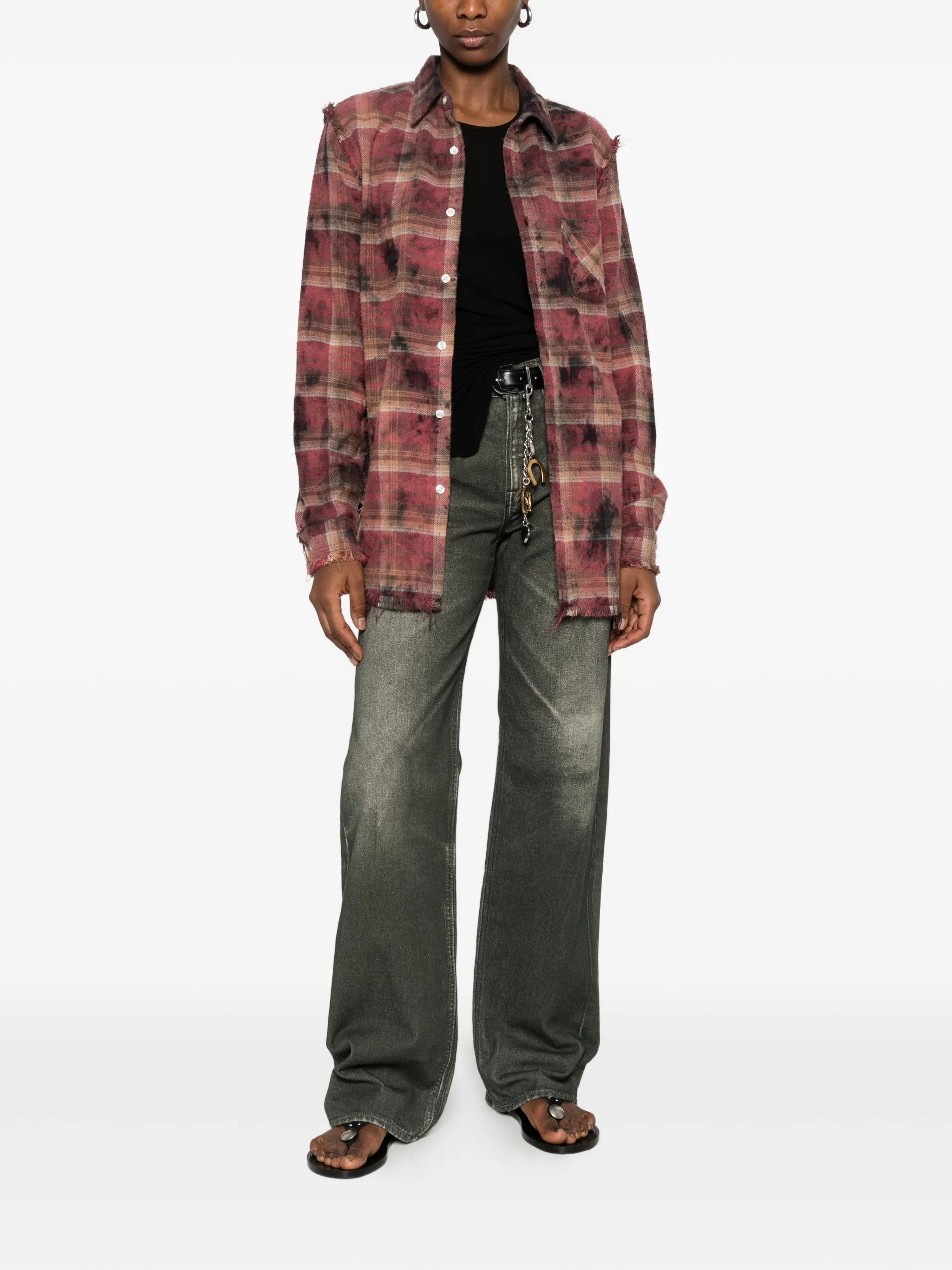 long-sleeve plaid shirt