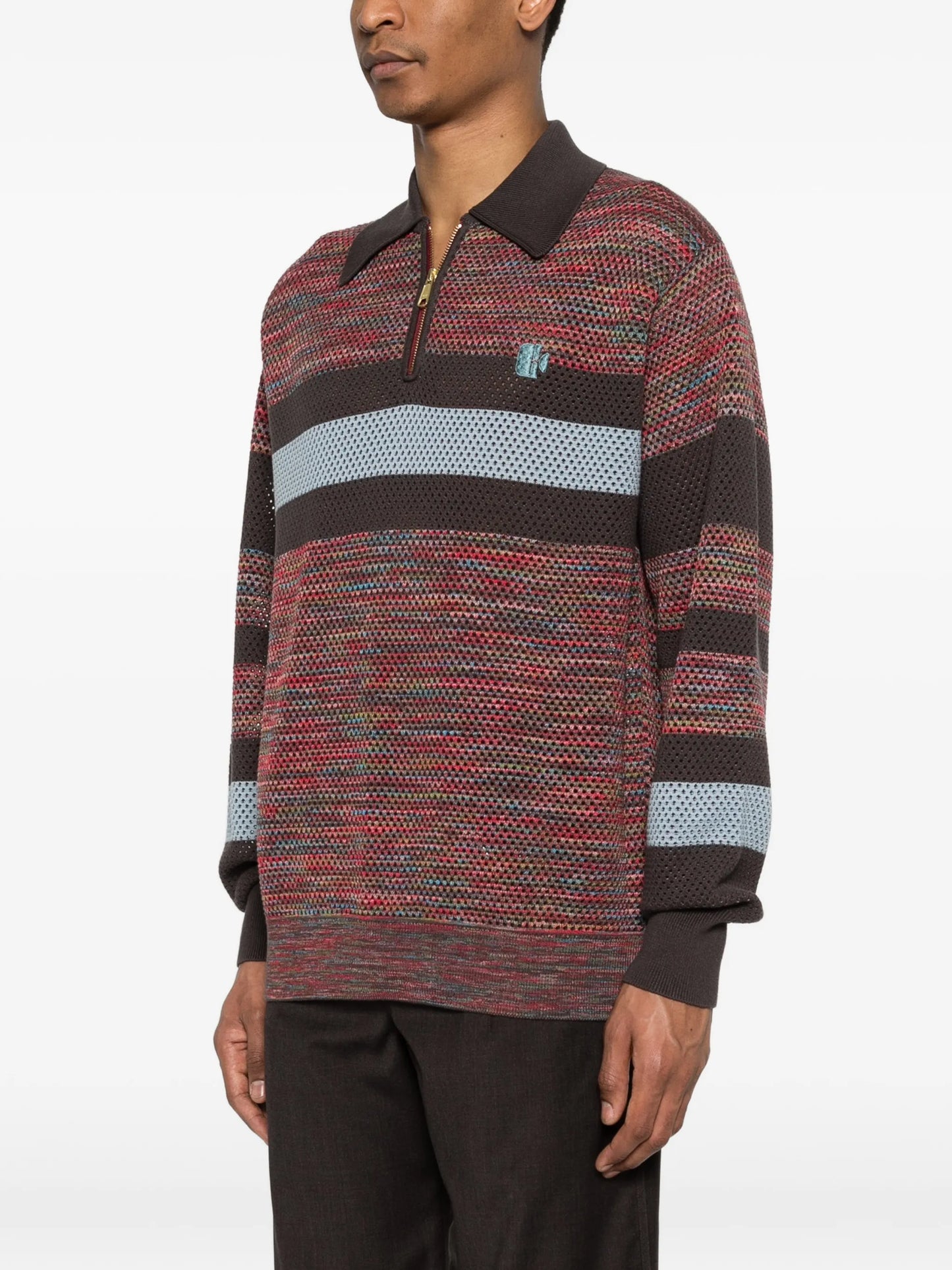 striped zip-up sweater
