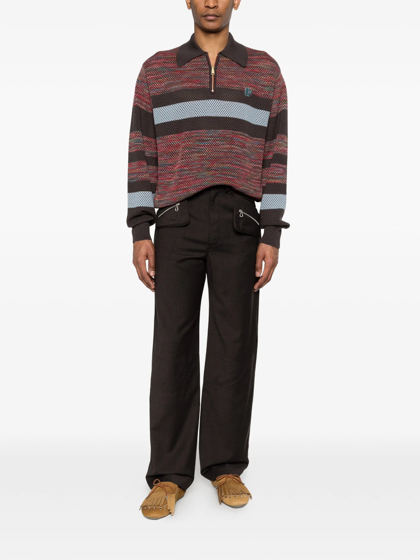striped zip-up sweater