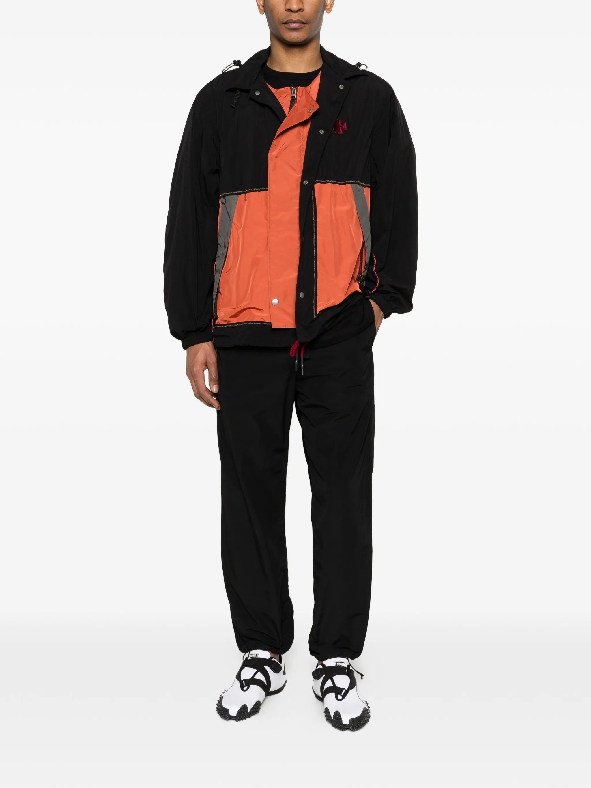 colour-block hooded jacket