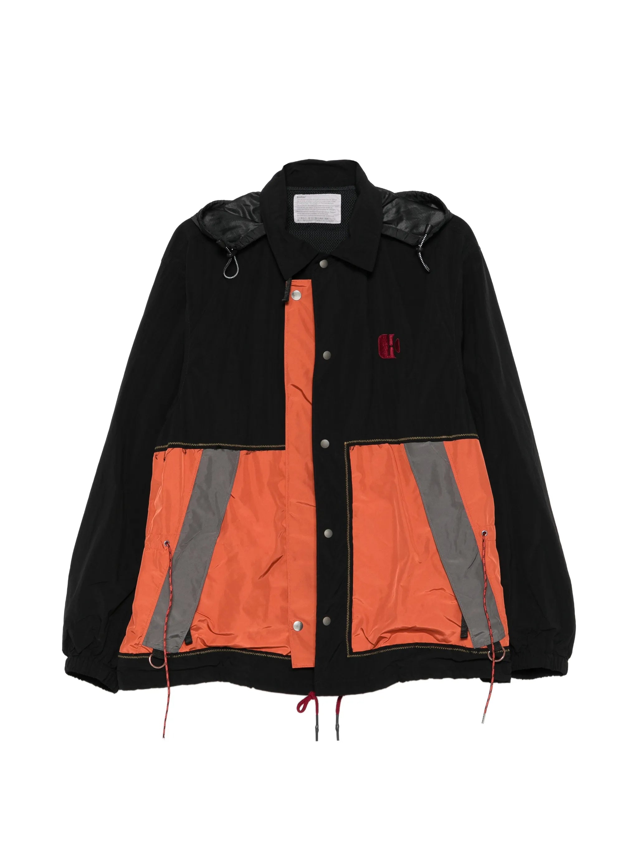 colour-block hooded jacket