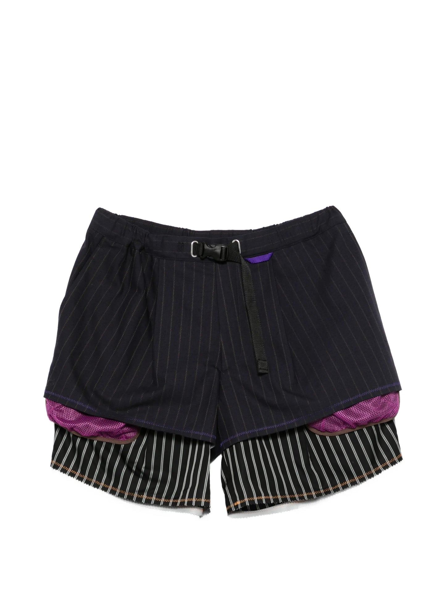 striped double-layer shorts