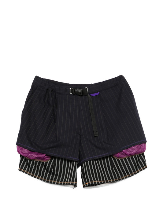 striped double-layer shorts