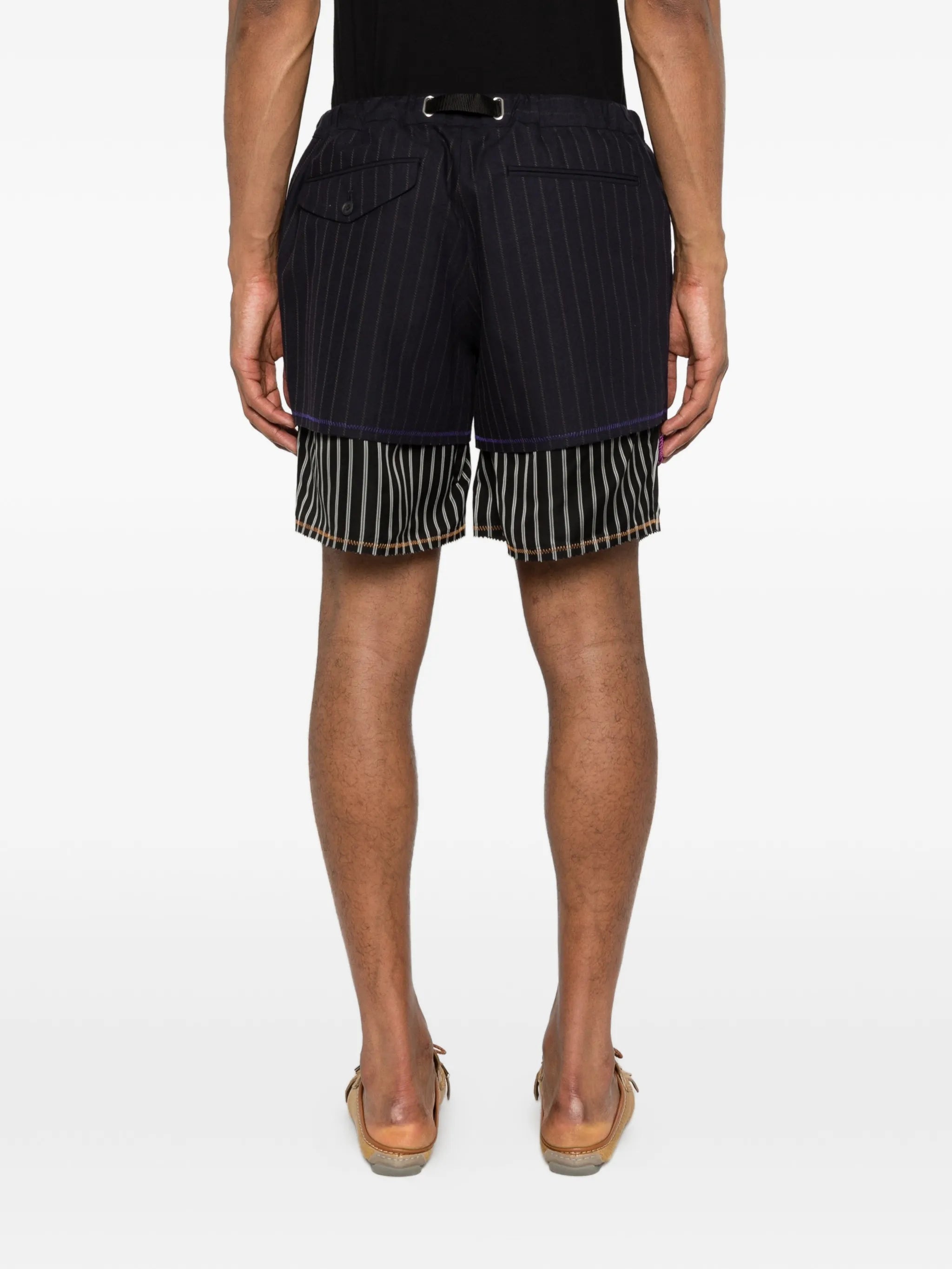 striped double-layer shorts
