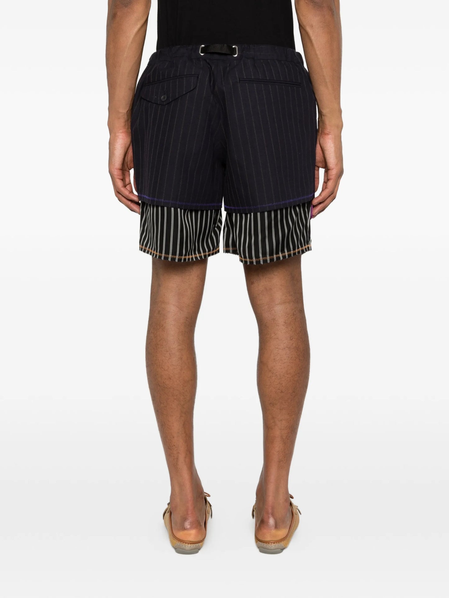 striped double-layer shorts