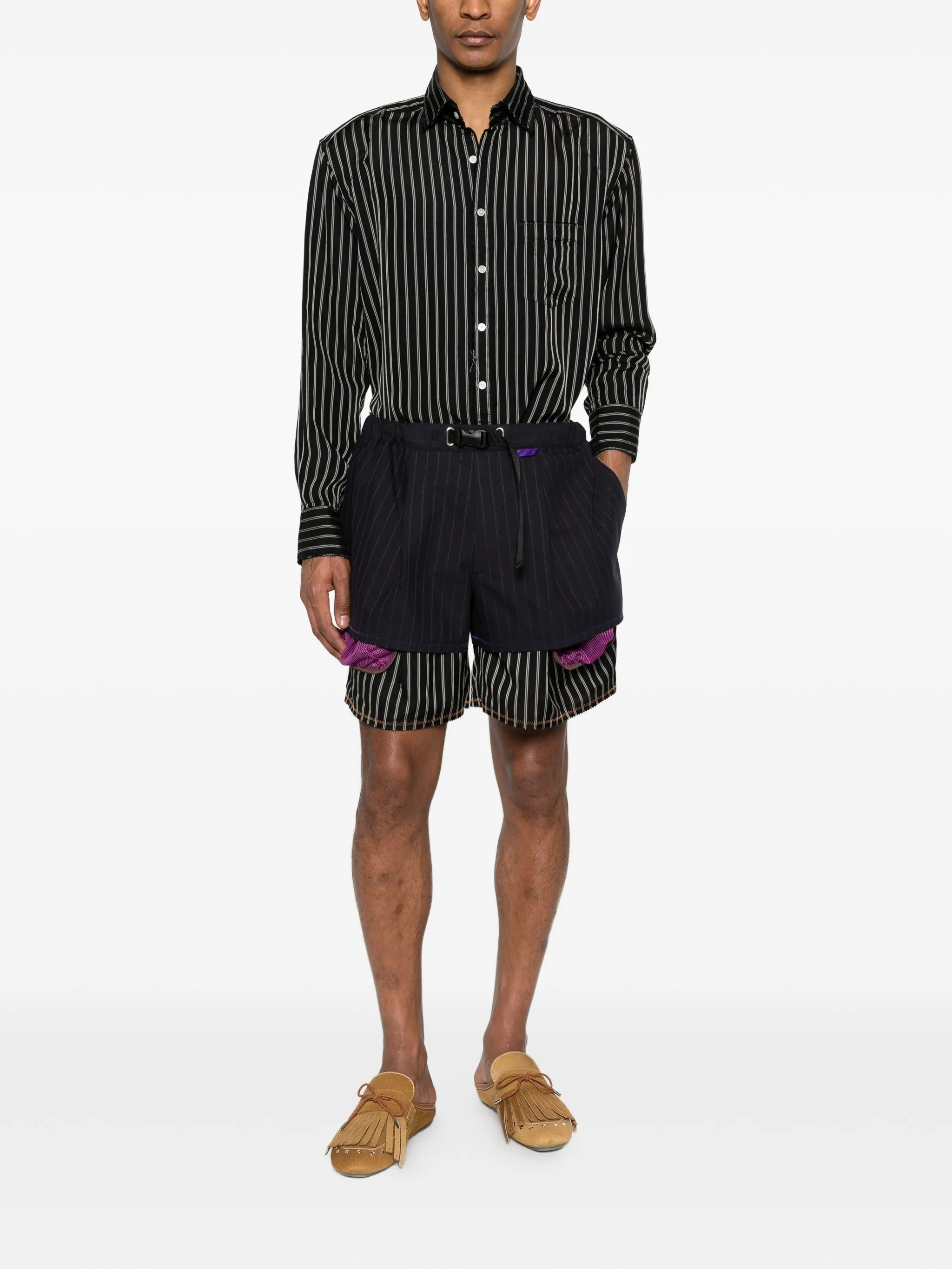 striped double-layer shorts