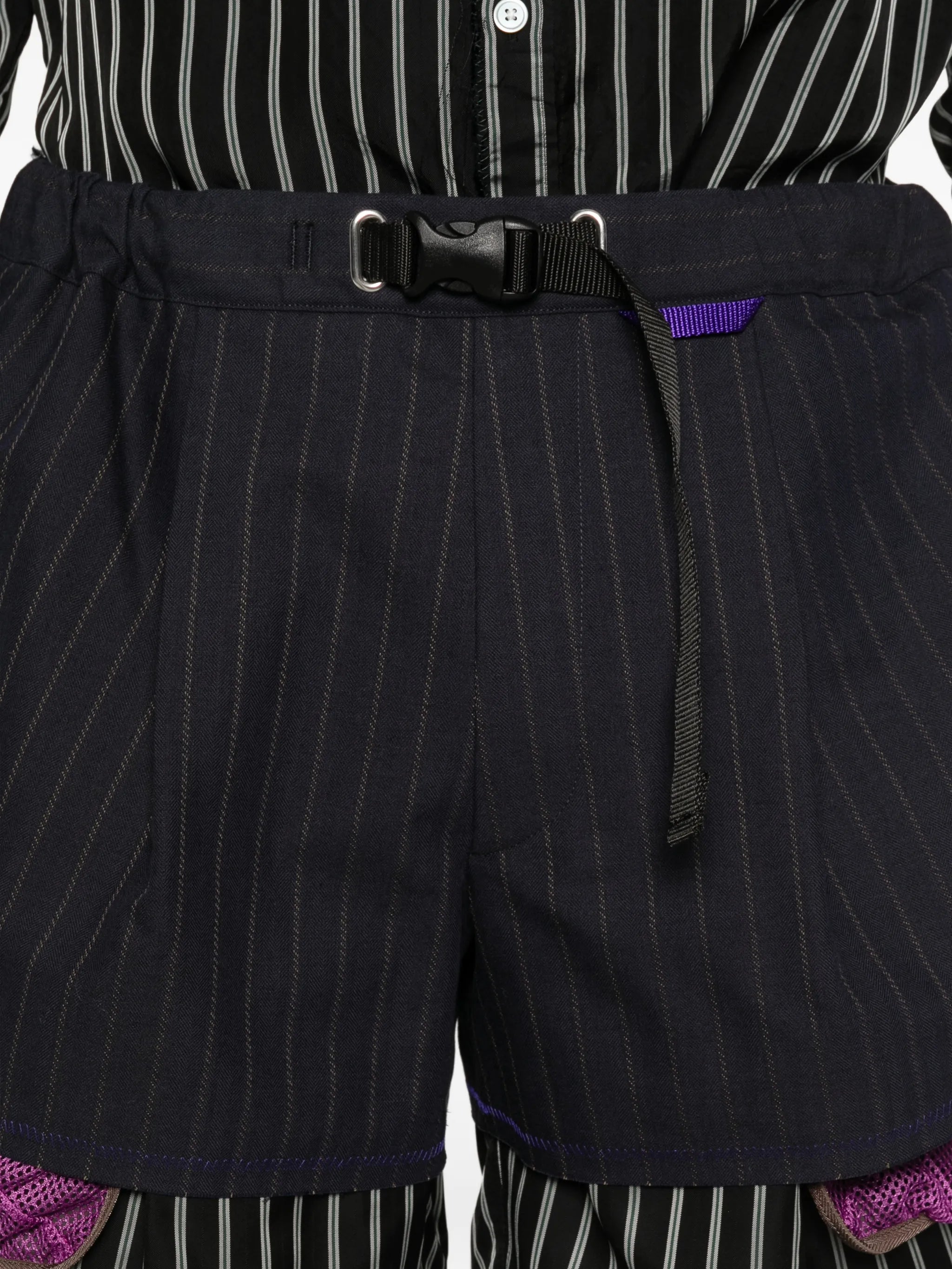 striped double-layer shorts