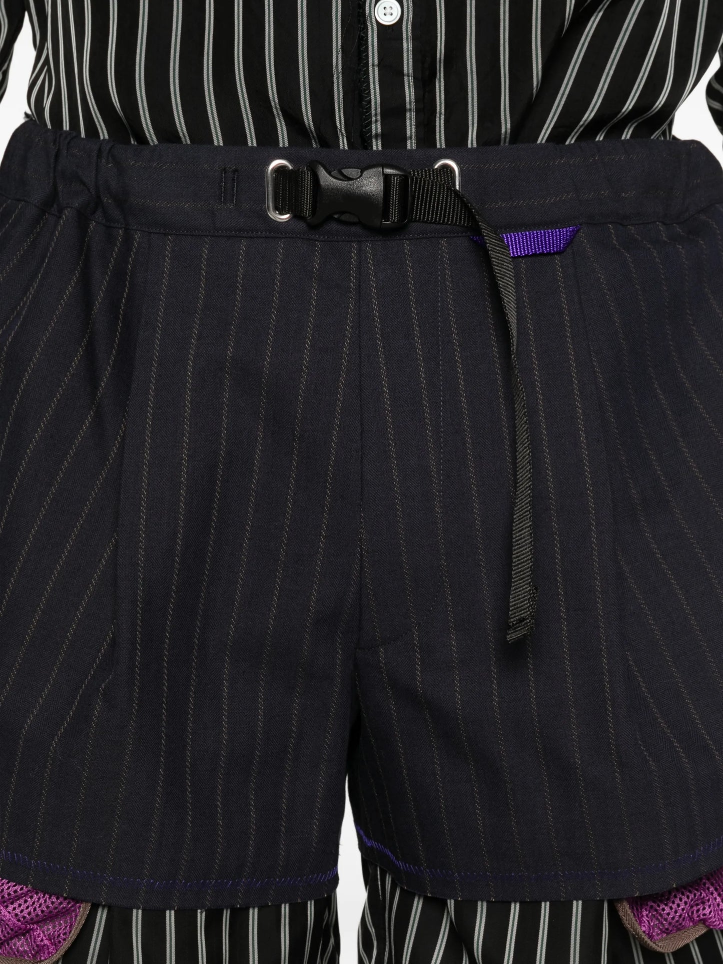 striped double-layer shorts