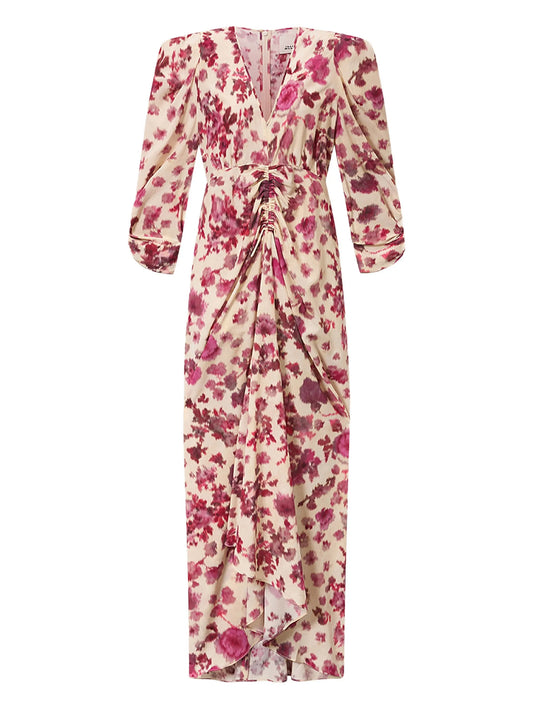 Albini floral ruched midi dress