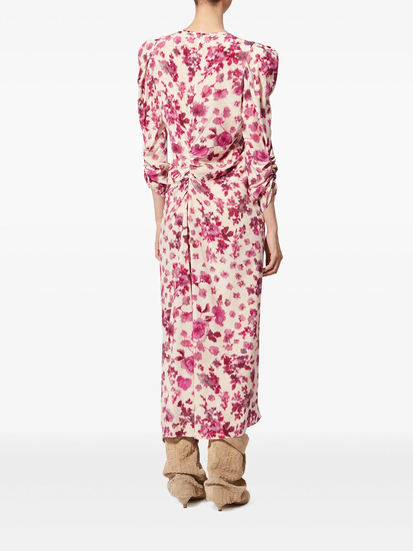 Albini floral ruched midi dress
