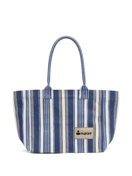 striped-pattern logo-patch tote bag