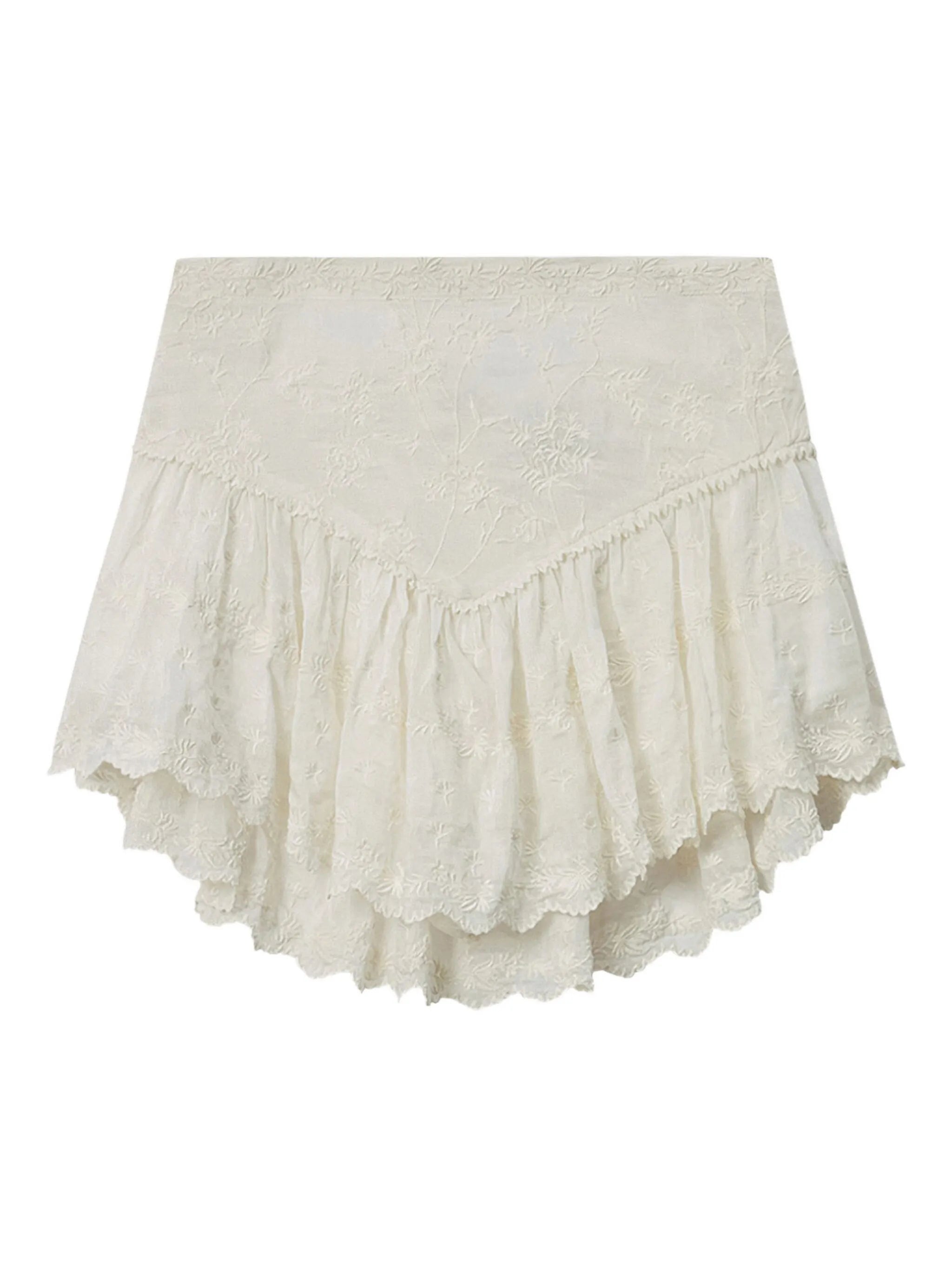 x Zoelia embroidered ruffled shorts