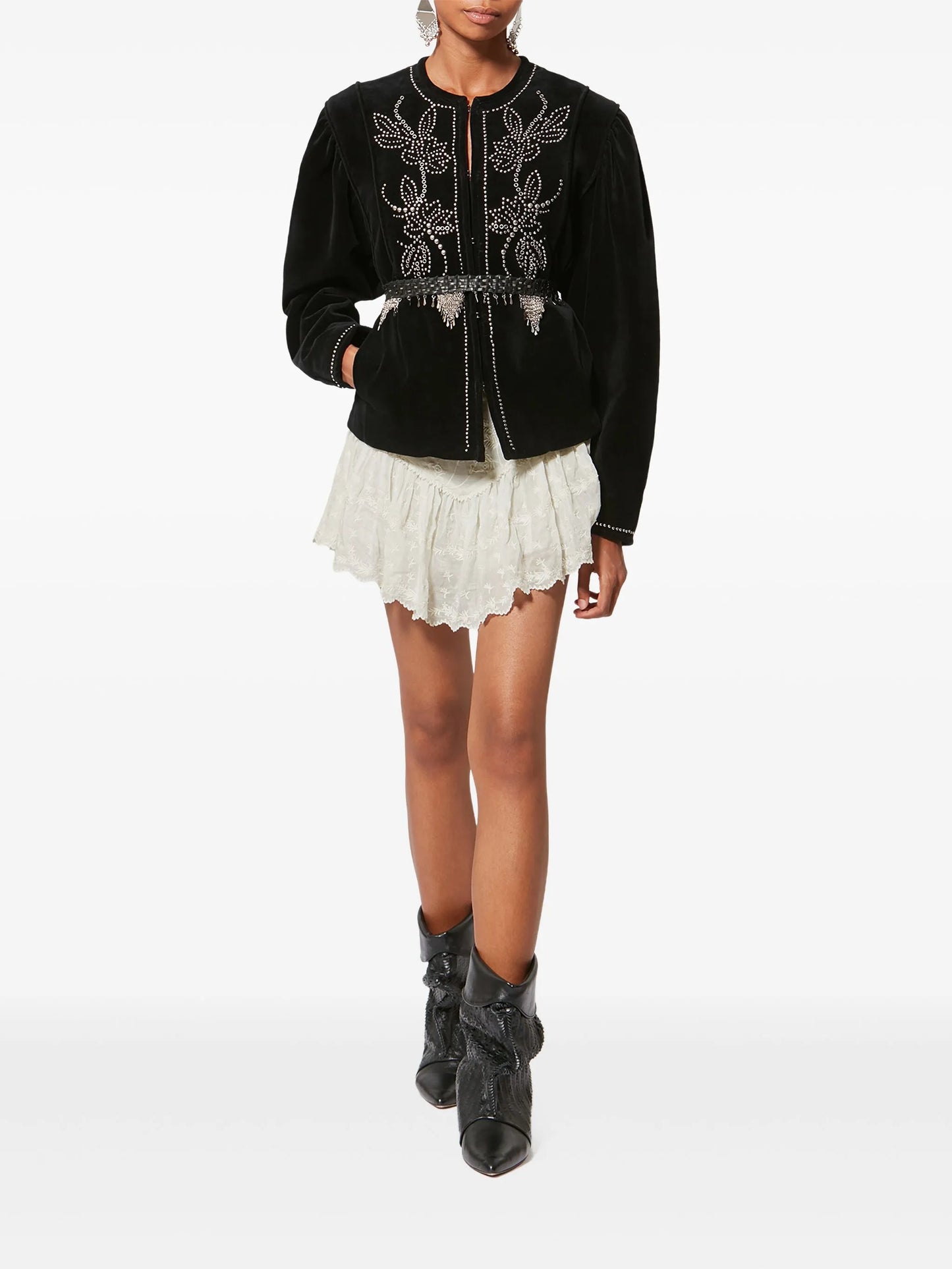 x Zoelia embroidered ruffled shorts