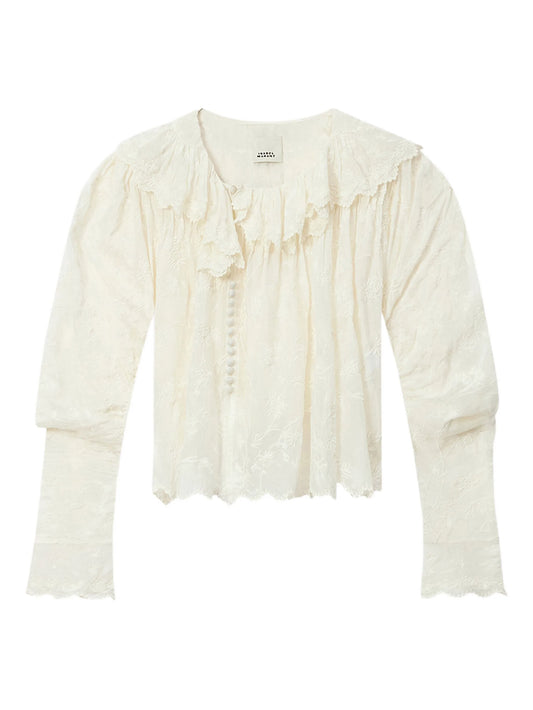 Zelly ruffled embroidered blouse