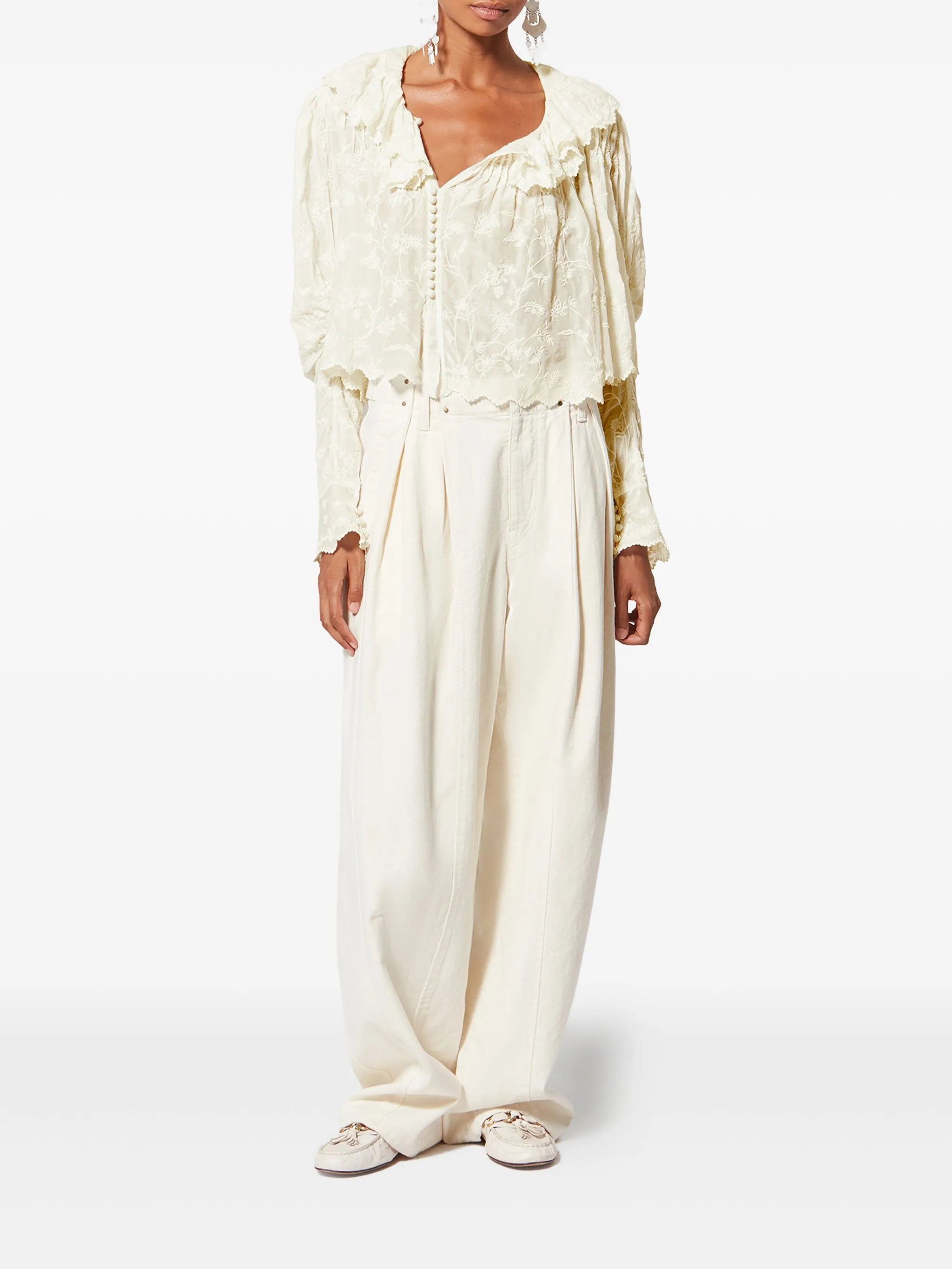 Zelly ruffled embroidered blouse