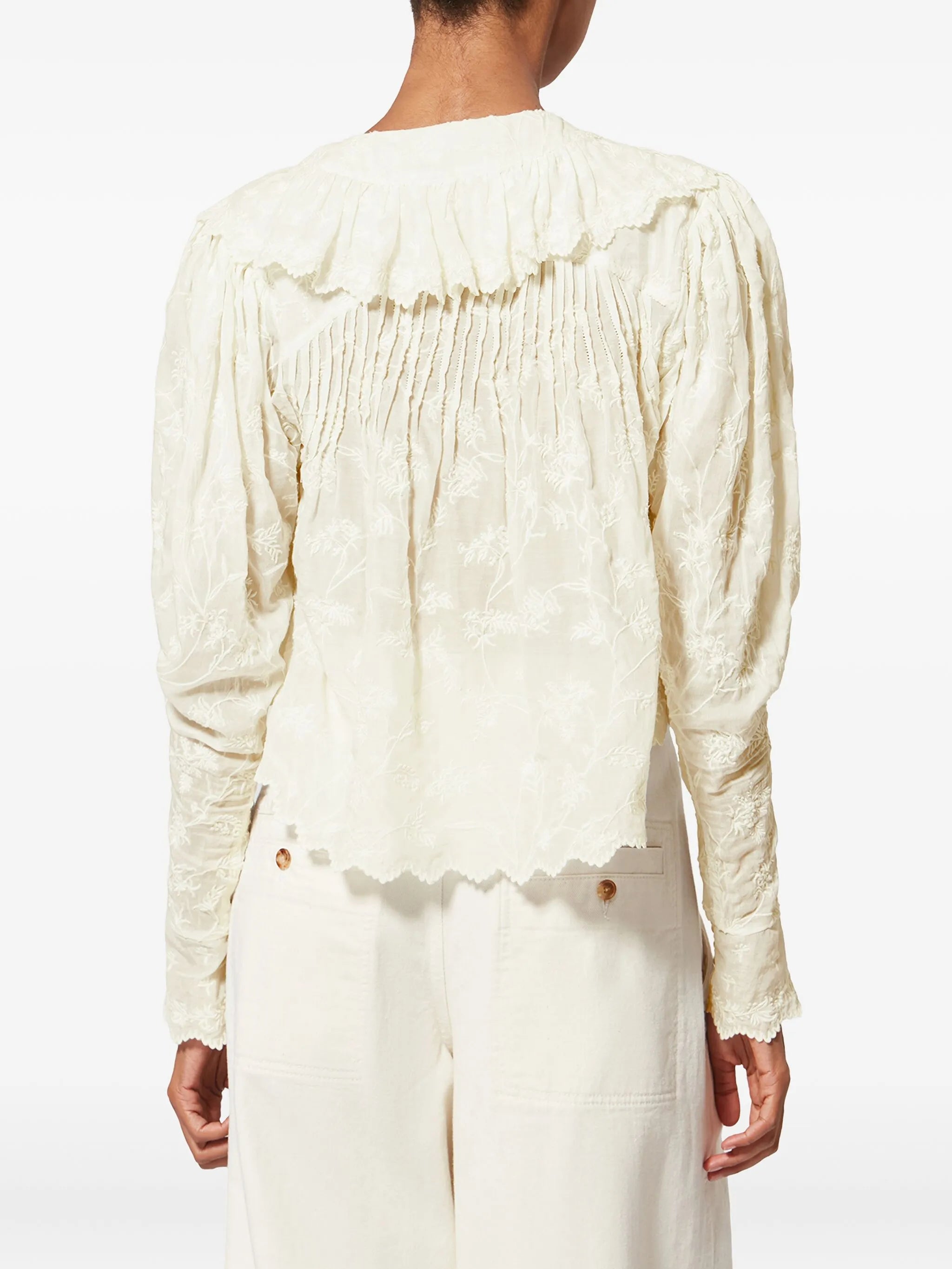 Zelly ruffled embroidered blouse