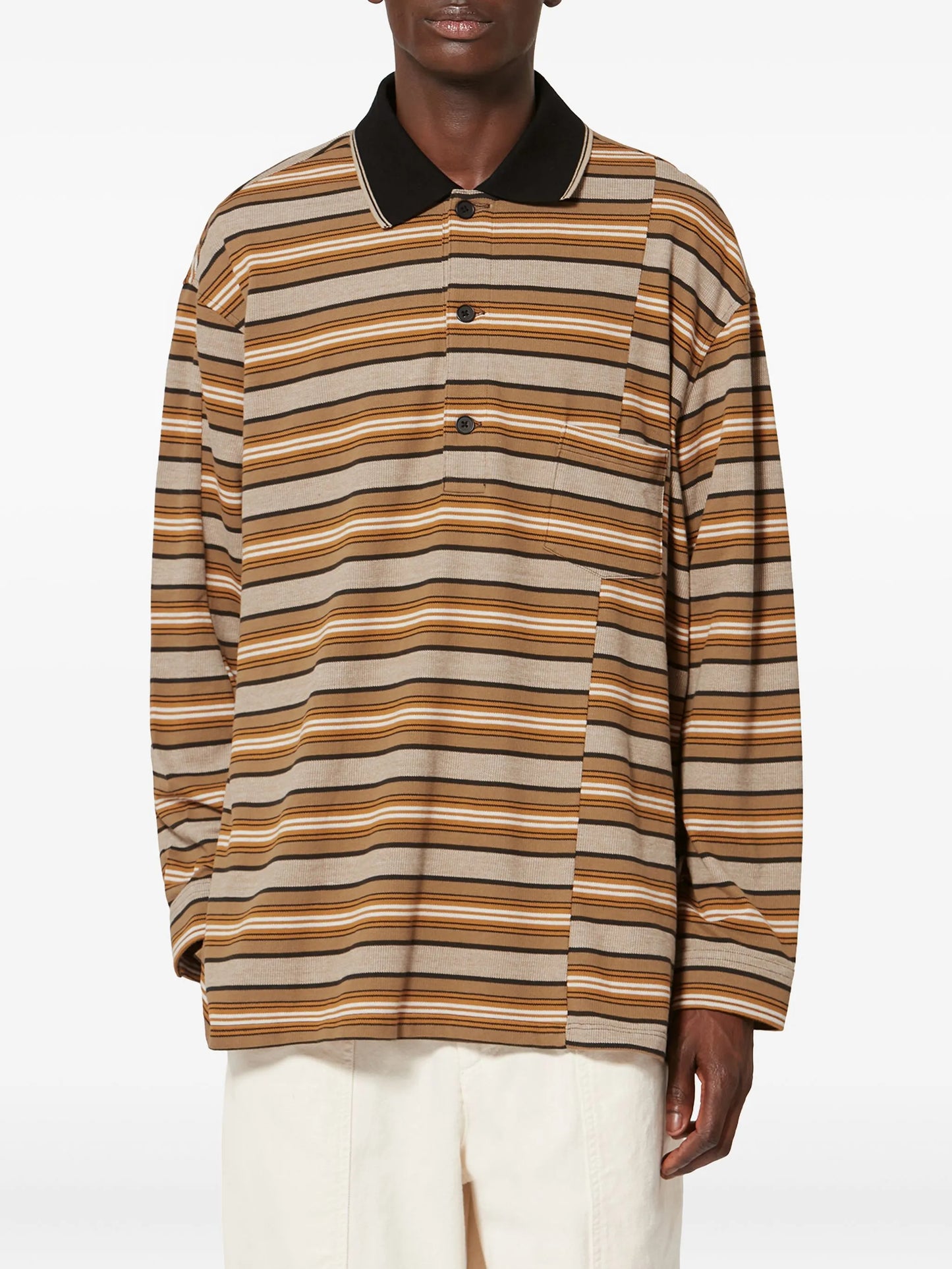 Plastron striped polo shirt