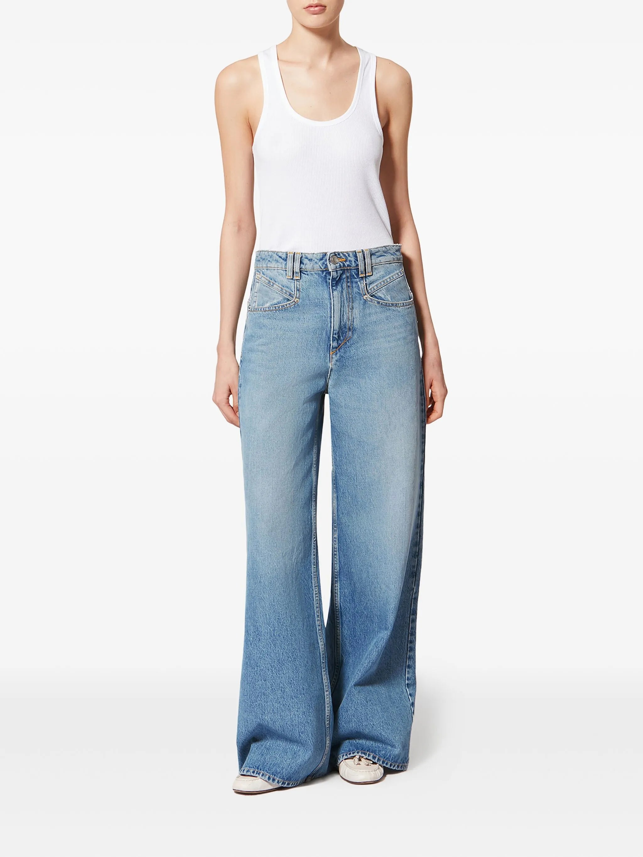 acid-wash wide-leg jeans