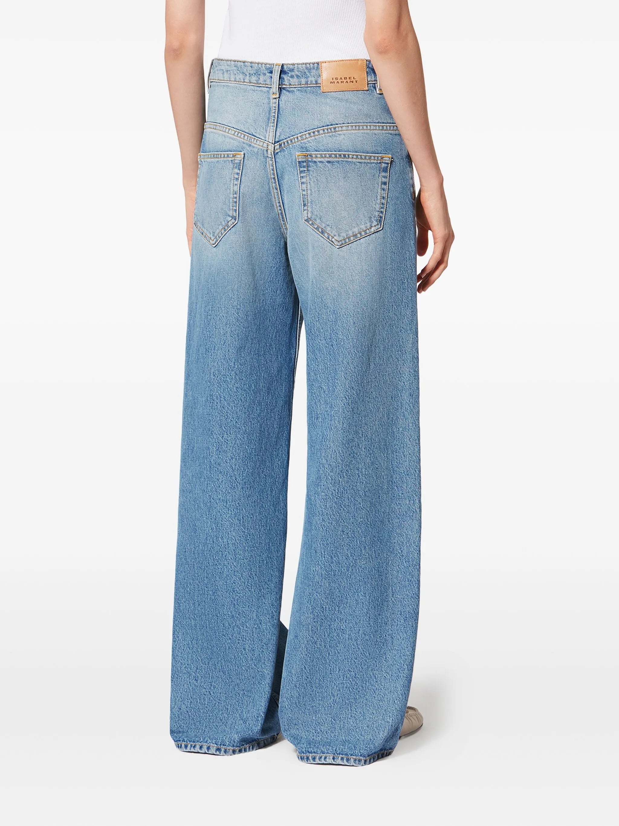 acid-wash wide-leg jeans