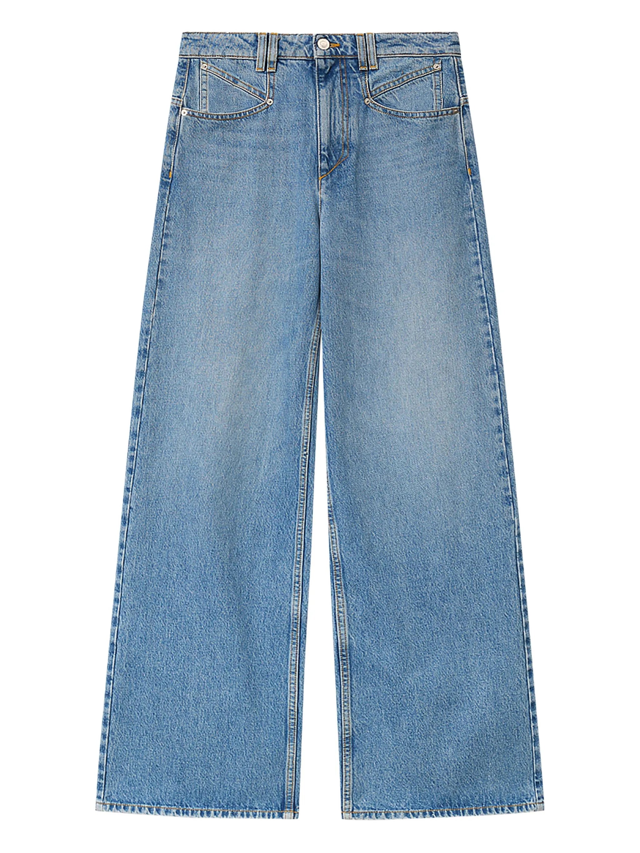 acid-wash wide-leg jeans