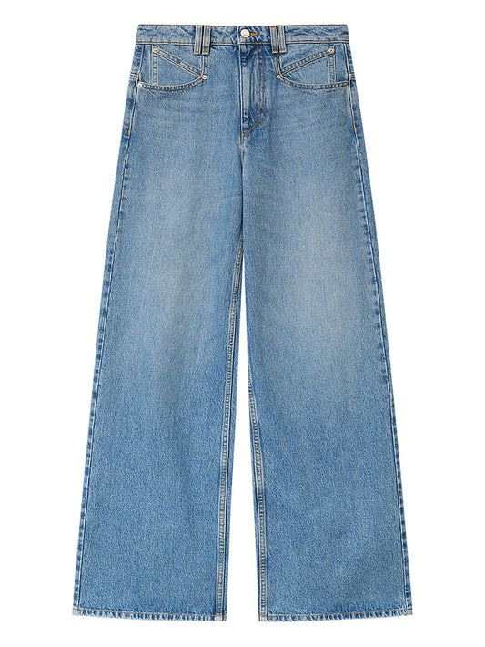acid-wash wide-leg jeans