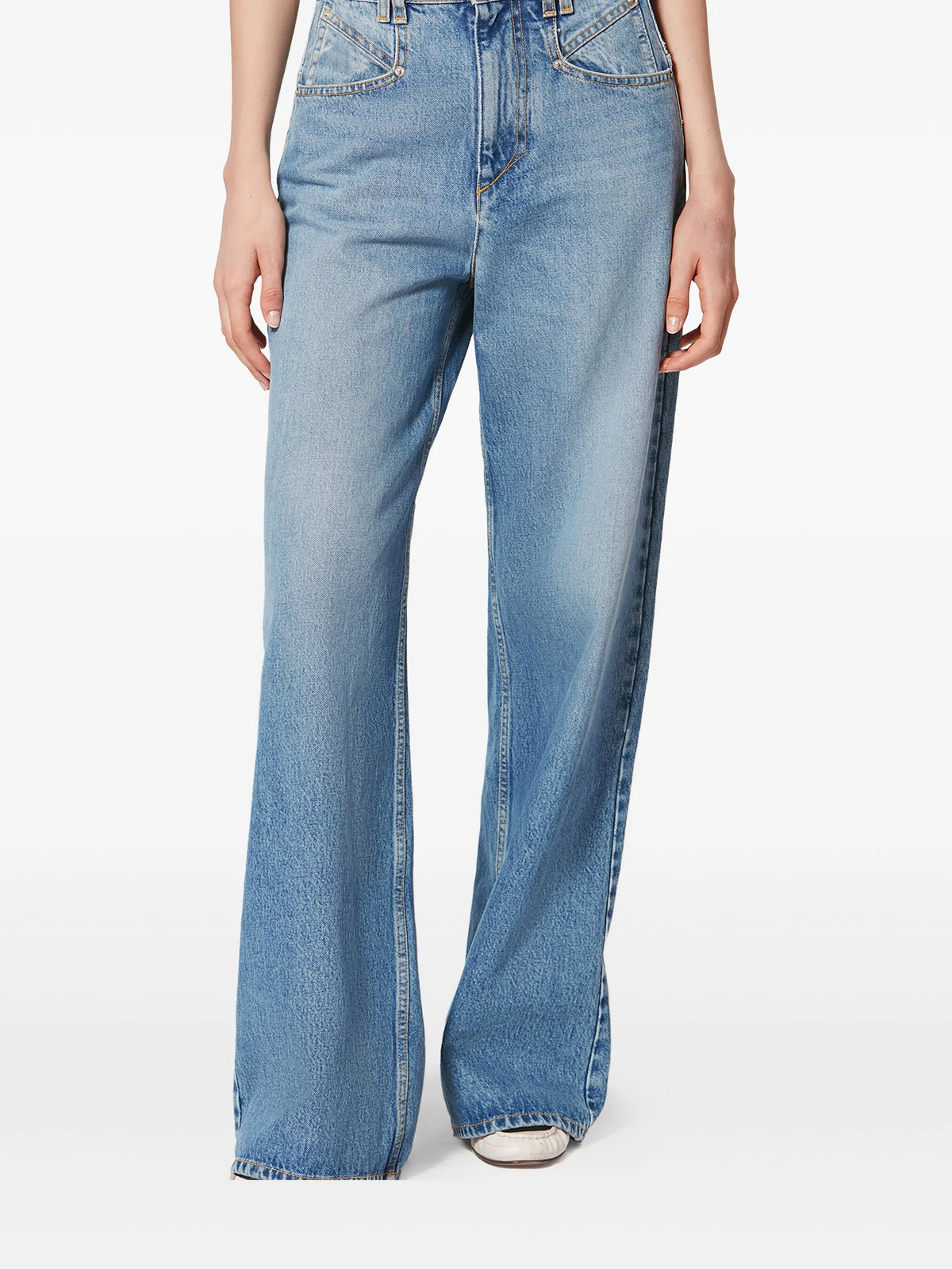 acid-wash wide-leg jeans