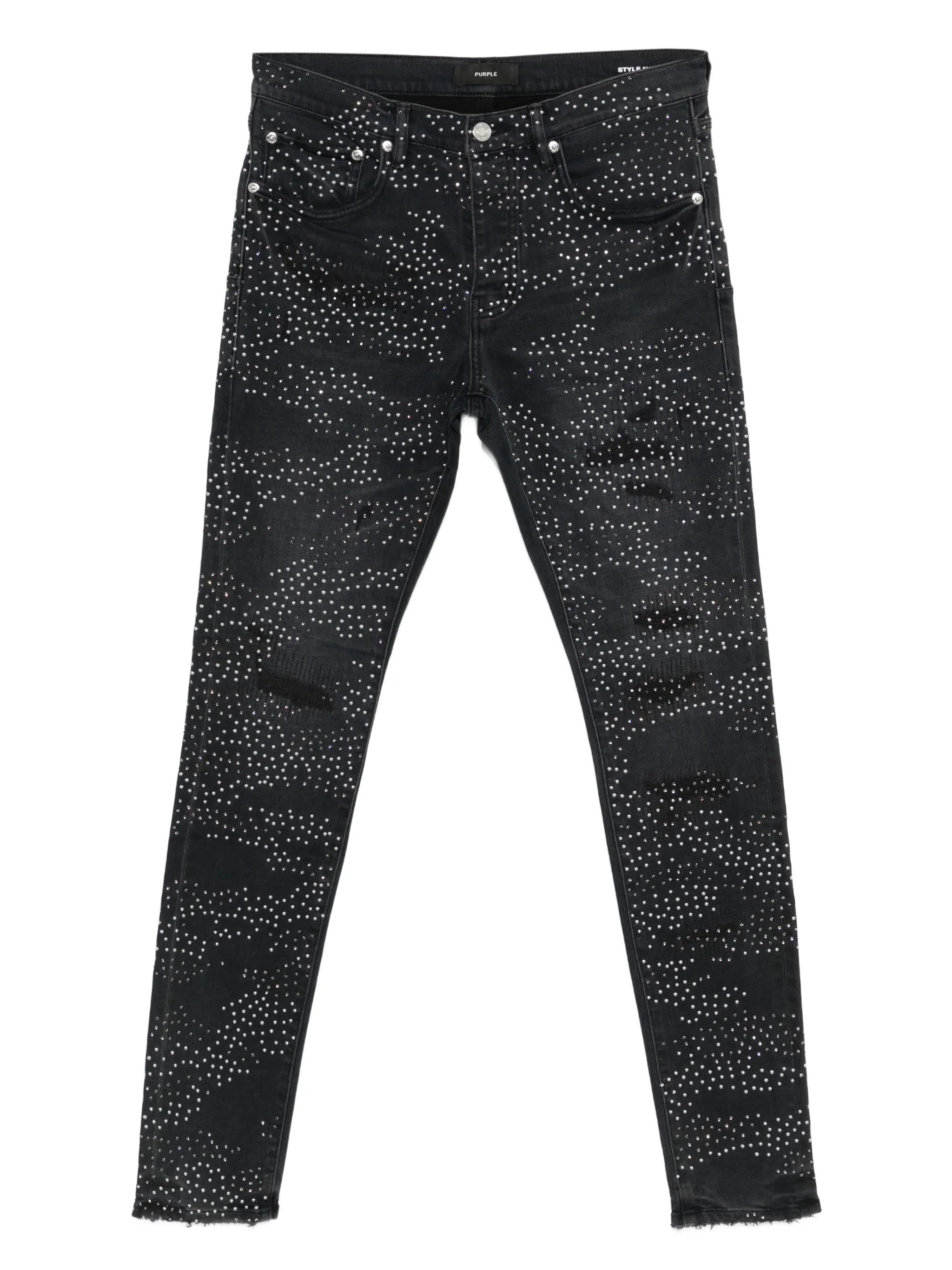 embellished distressed denim