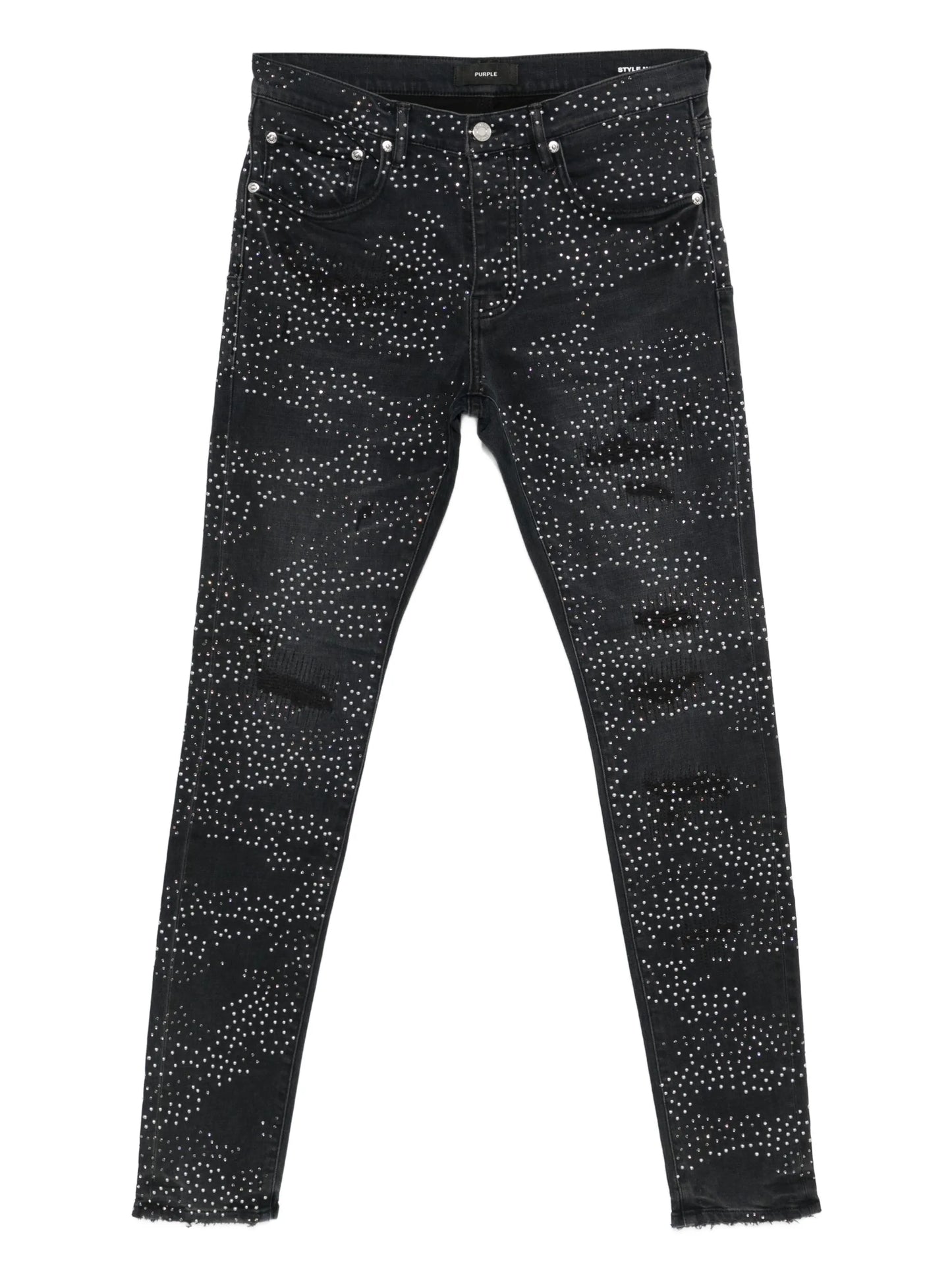 embellished distressed denim