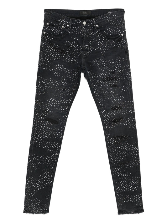 embellished distressed denim