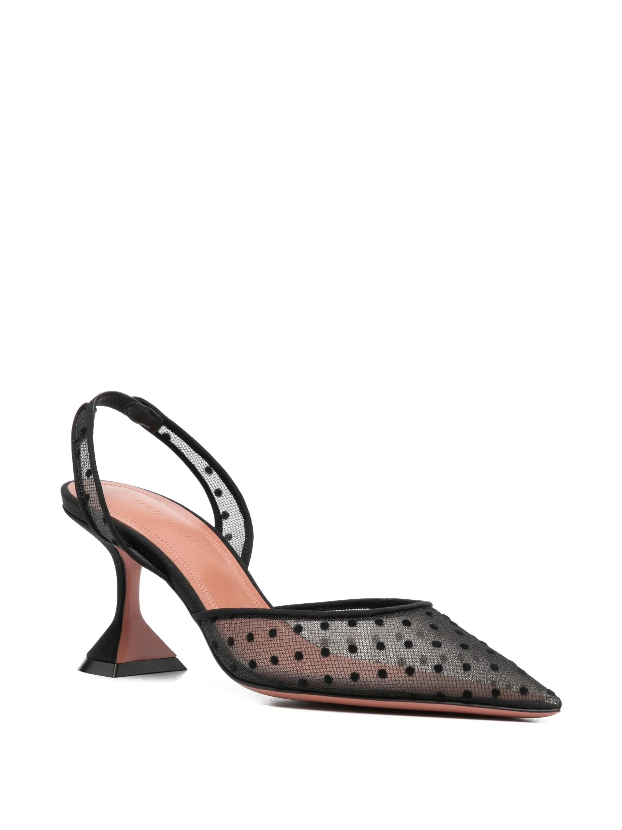 70mm polka-dot pattern sling-back pumps