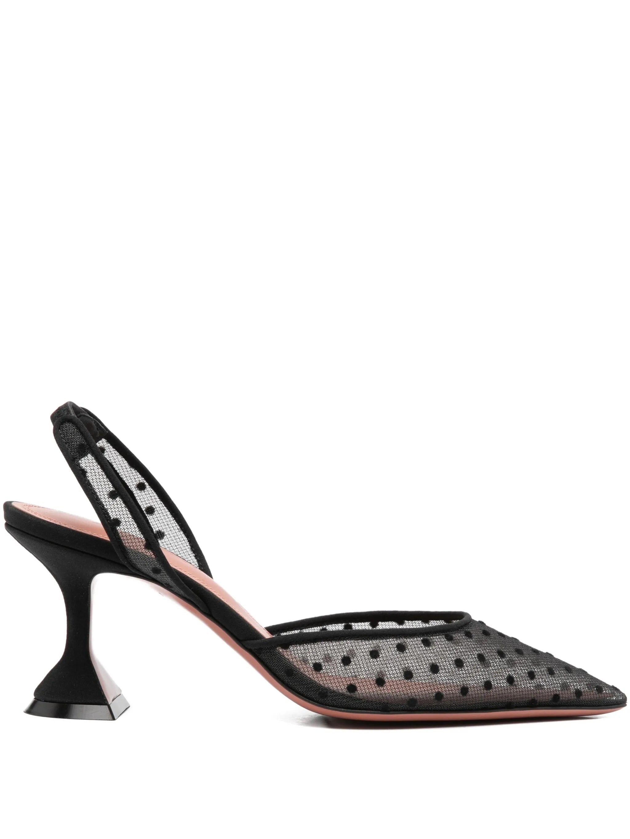 70mm polka-dot pattern sling-back pumps