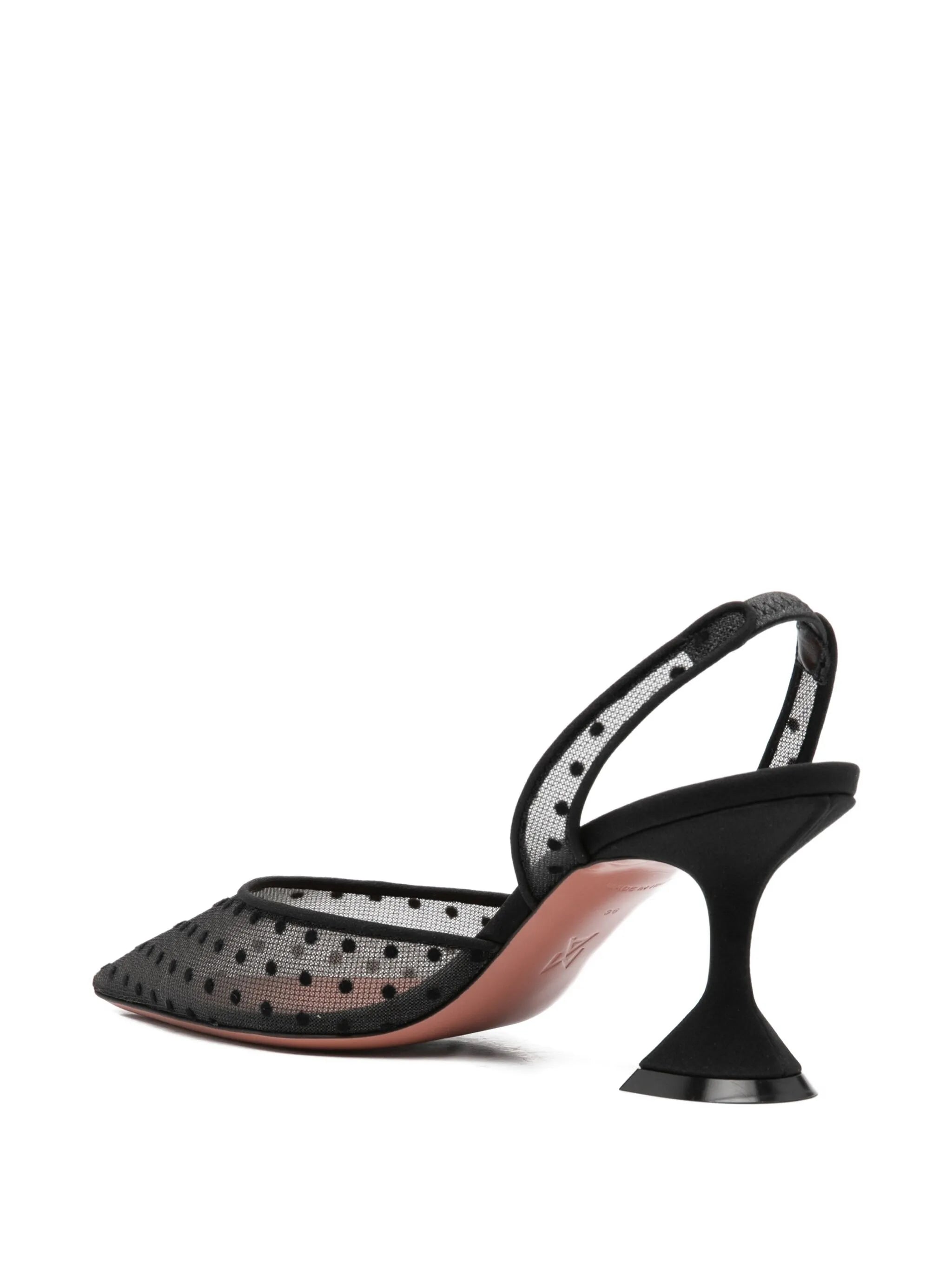 70mm polka-dot pattern sling-back pumps