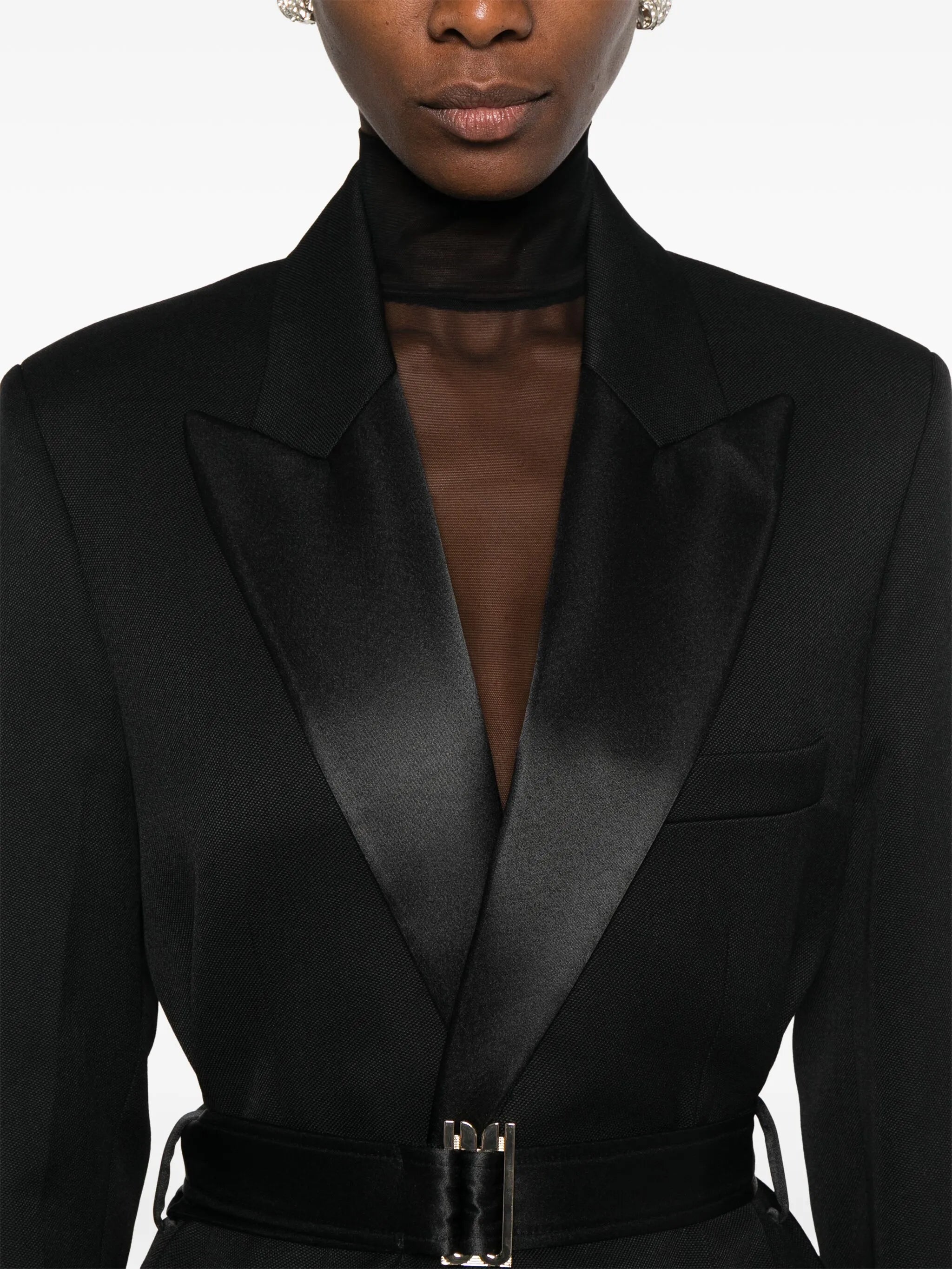 shawl-lapel slit coat