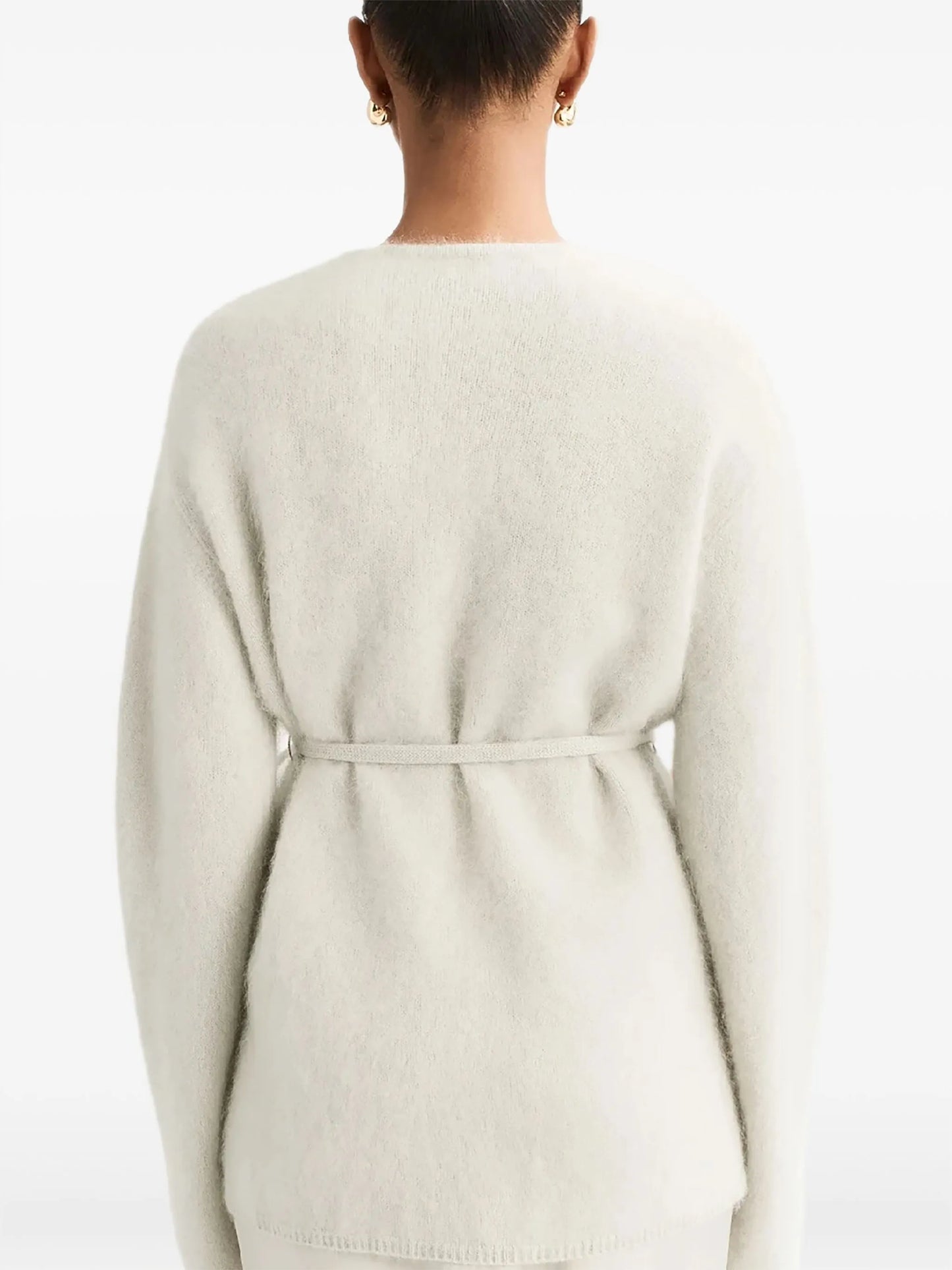 V-neck tie brushed cardigan