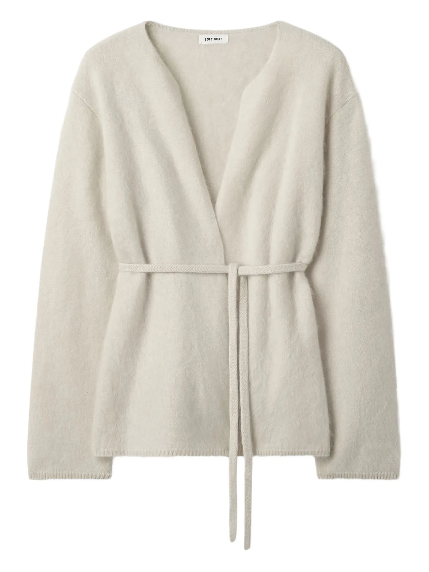 V-neck tie brushed cardigan