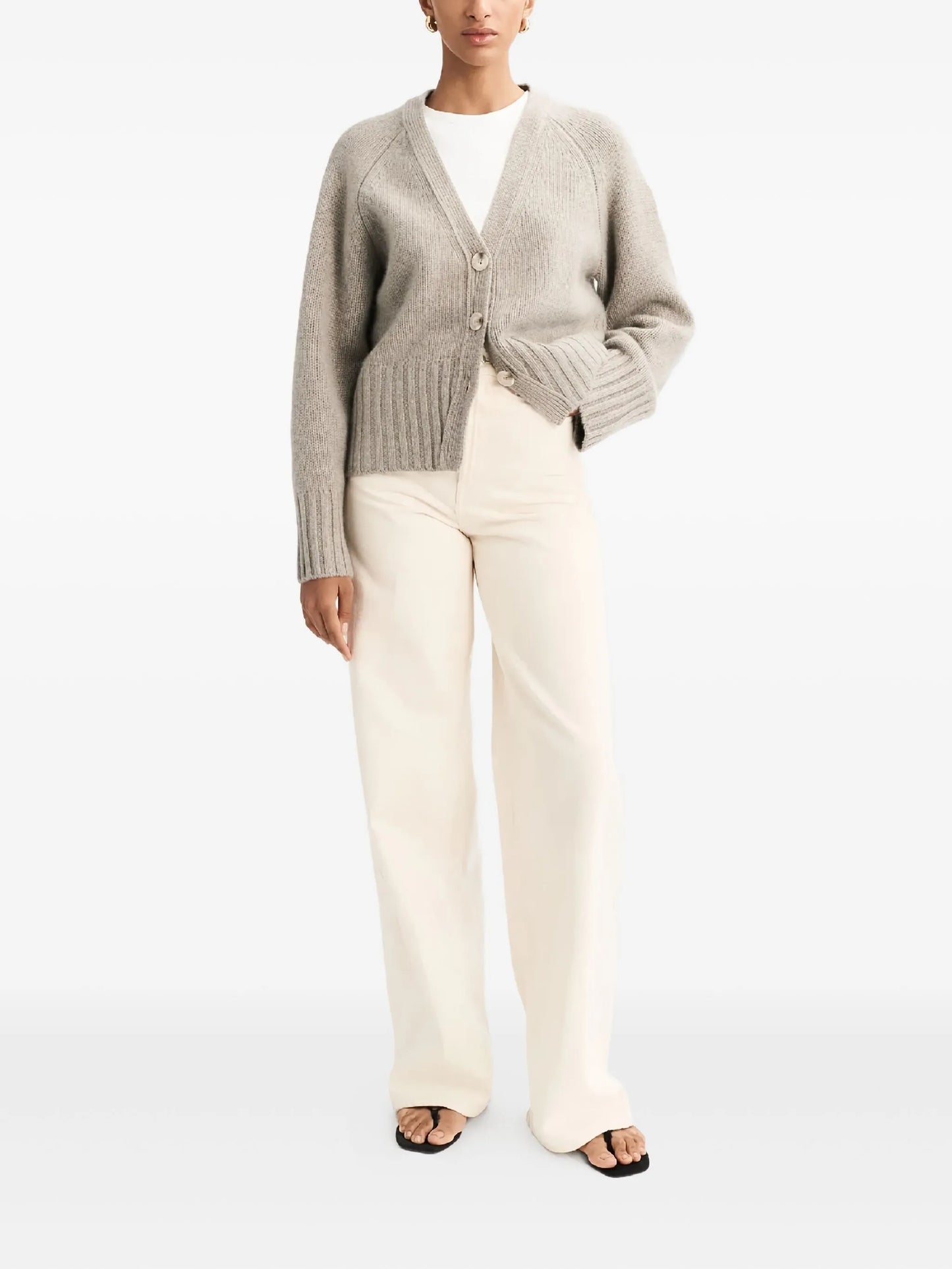 button V-neck cashmere cardigan