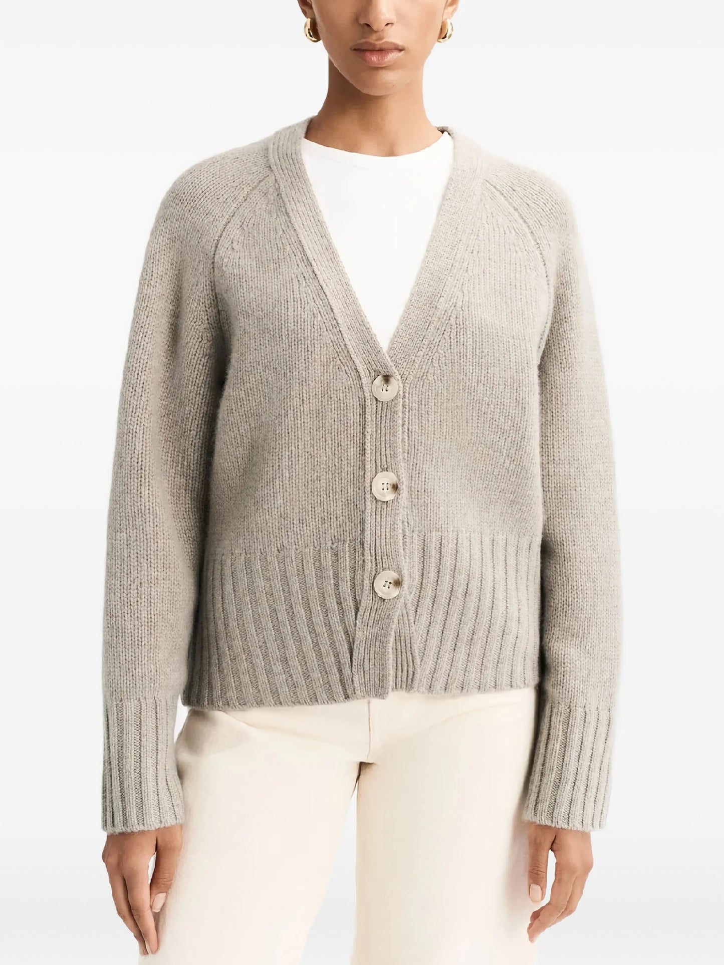 button V-neck cashmere cardigan