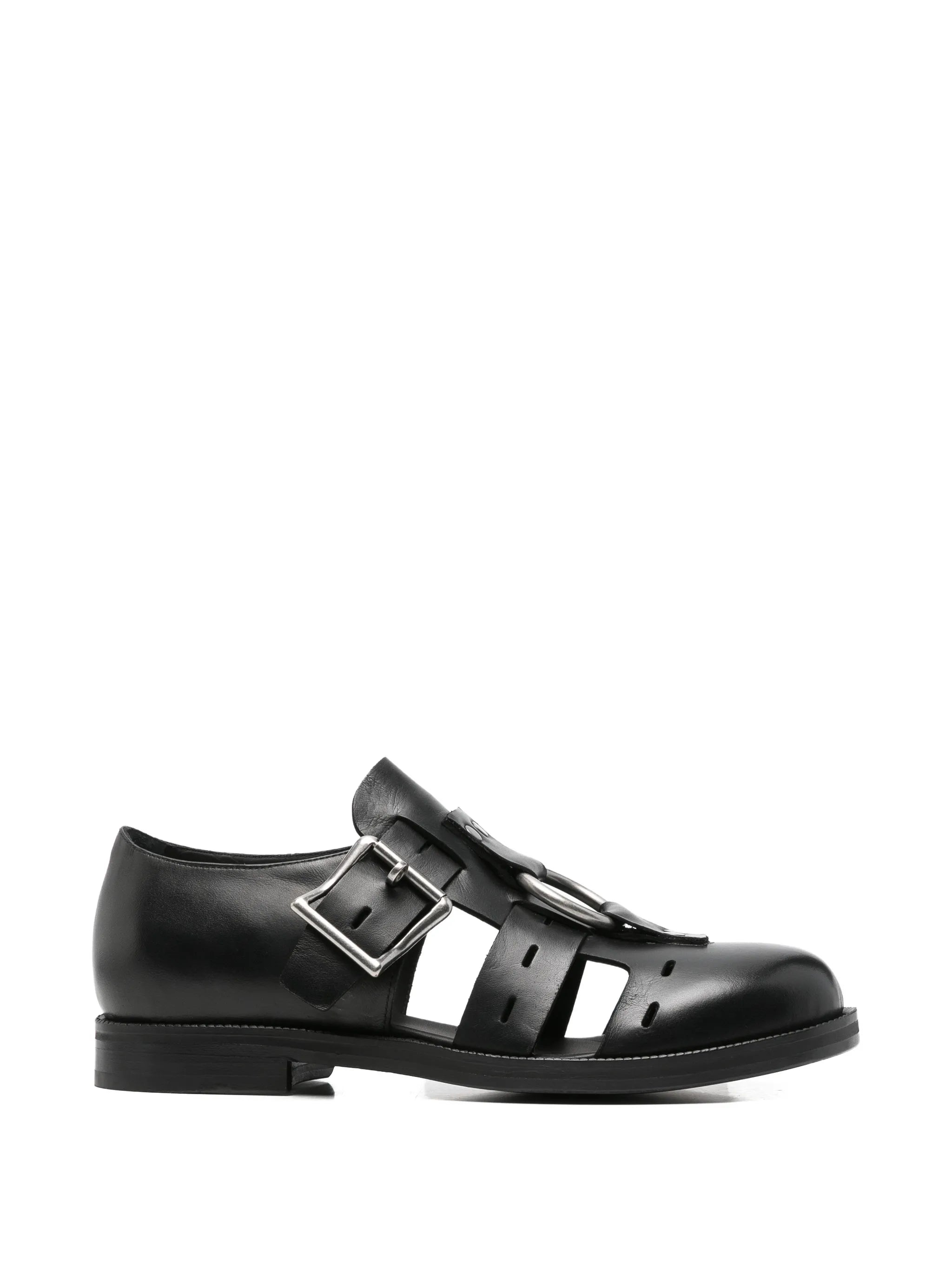 Bondage belt sandals in black