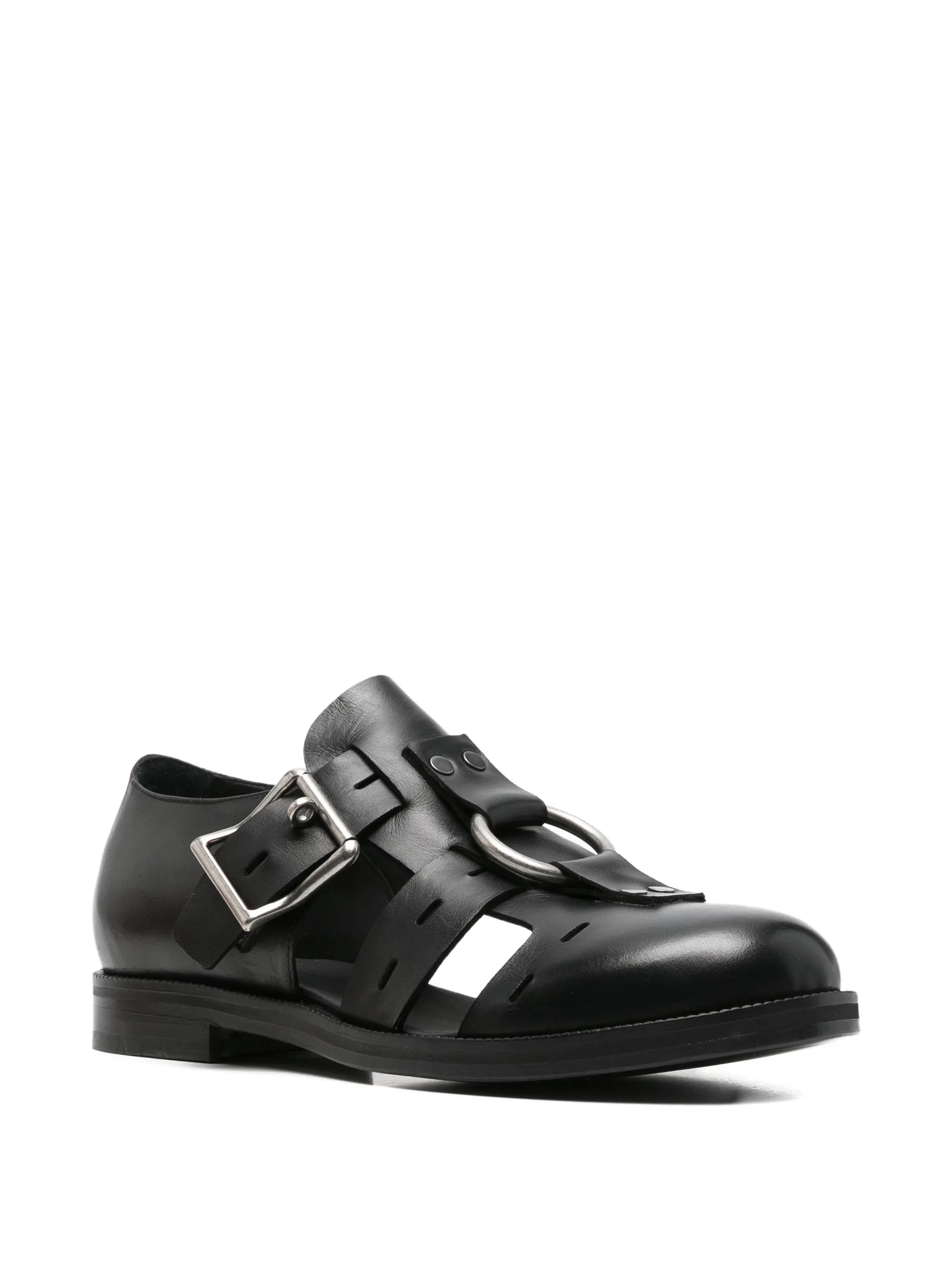 Bondage belt sandals in black