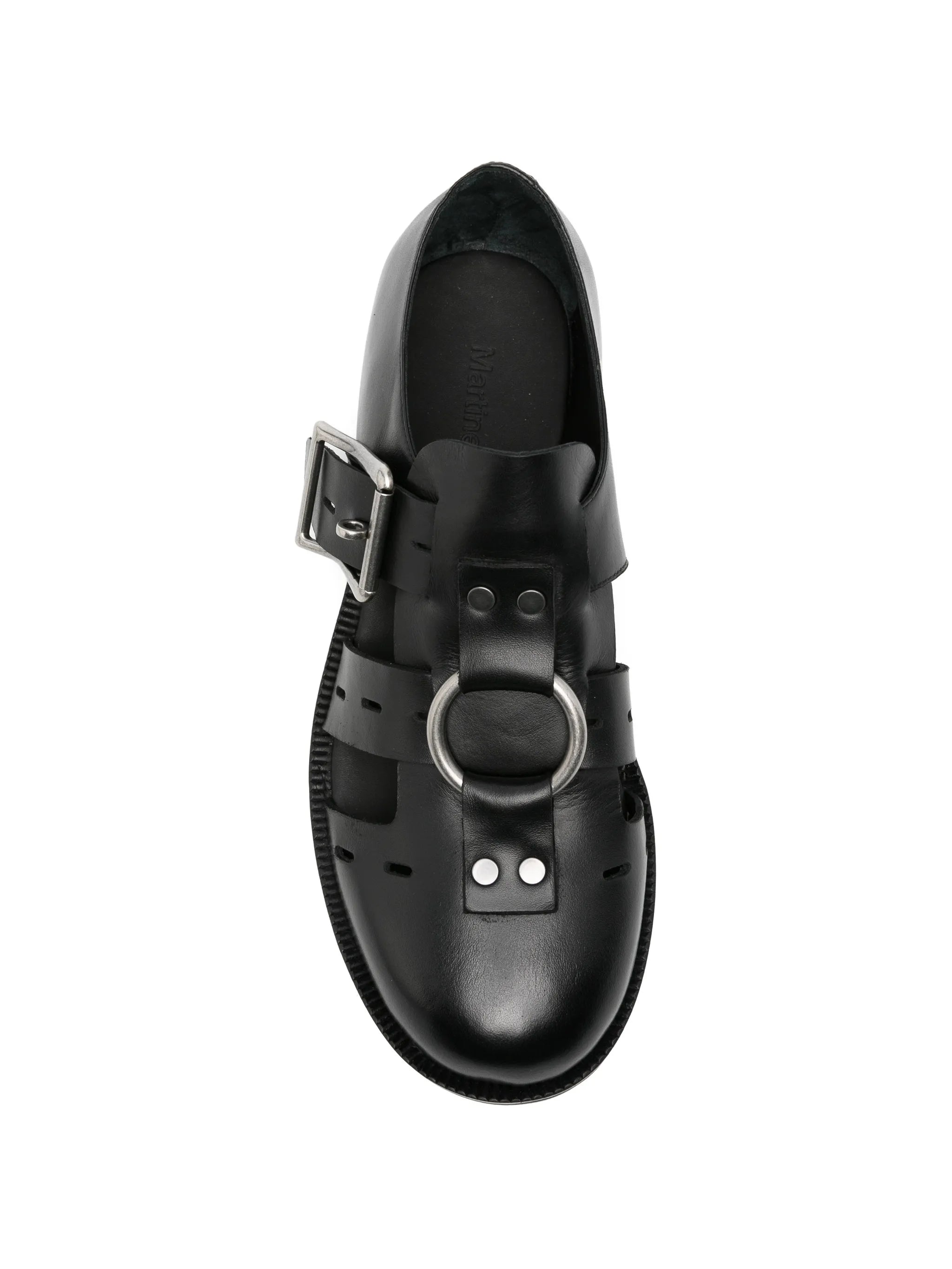 Bondage belt sandals in black