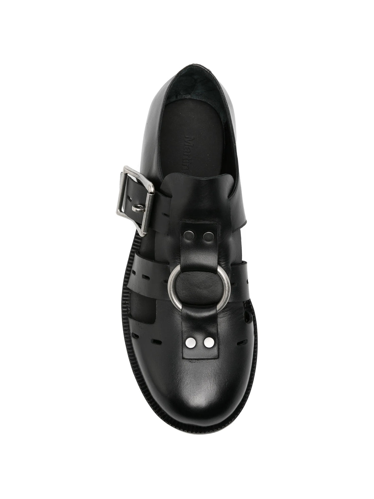Bondage belt sandals in black
