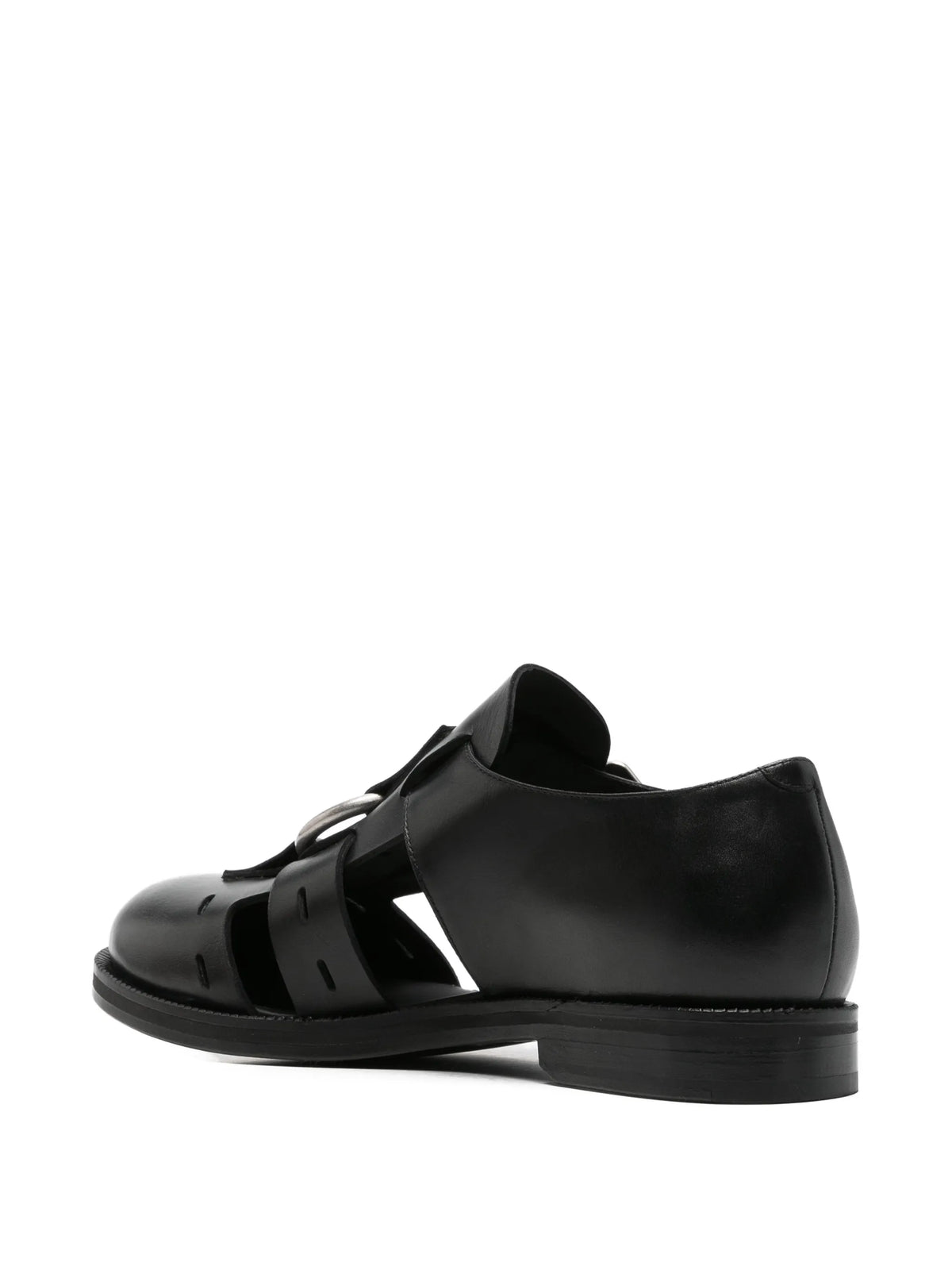 Bondage belt sandals in black