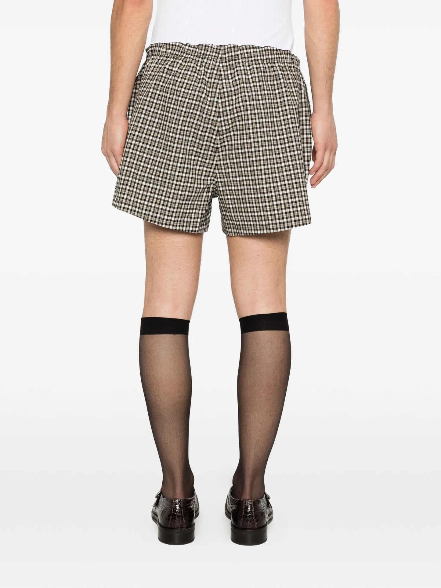 checked lace shorts