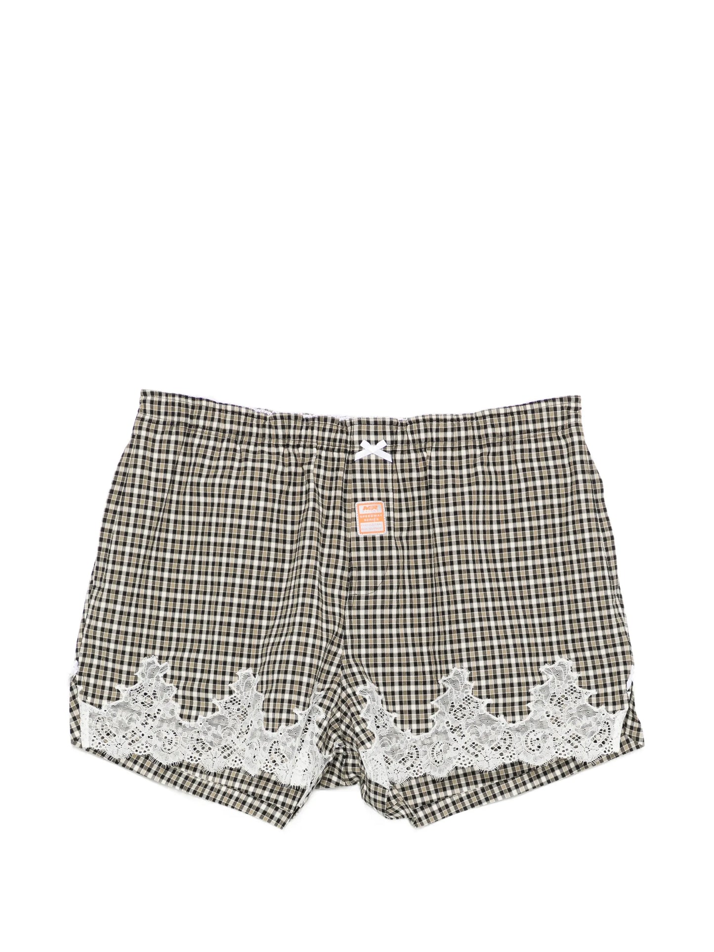 checked lace shorts