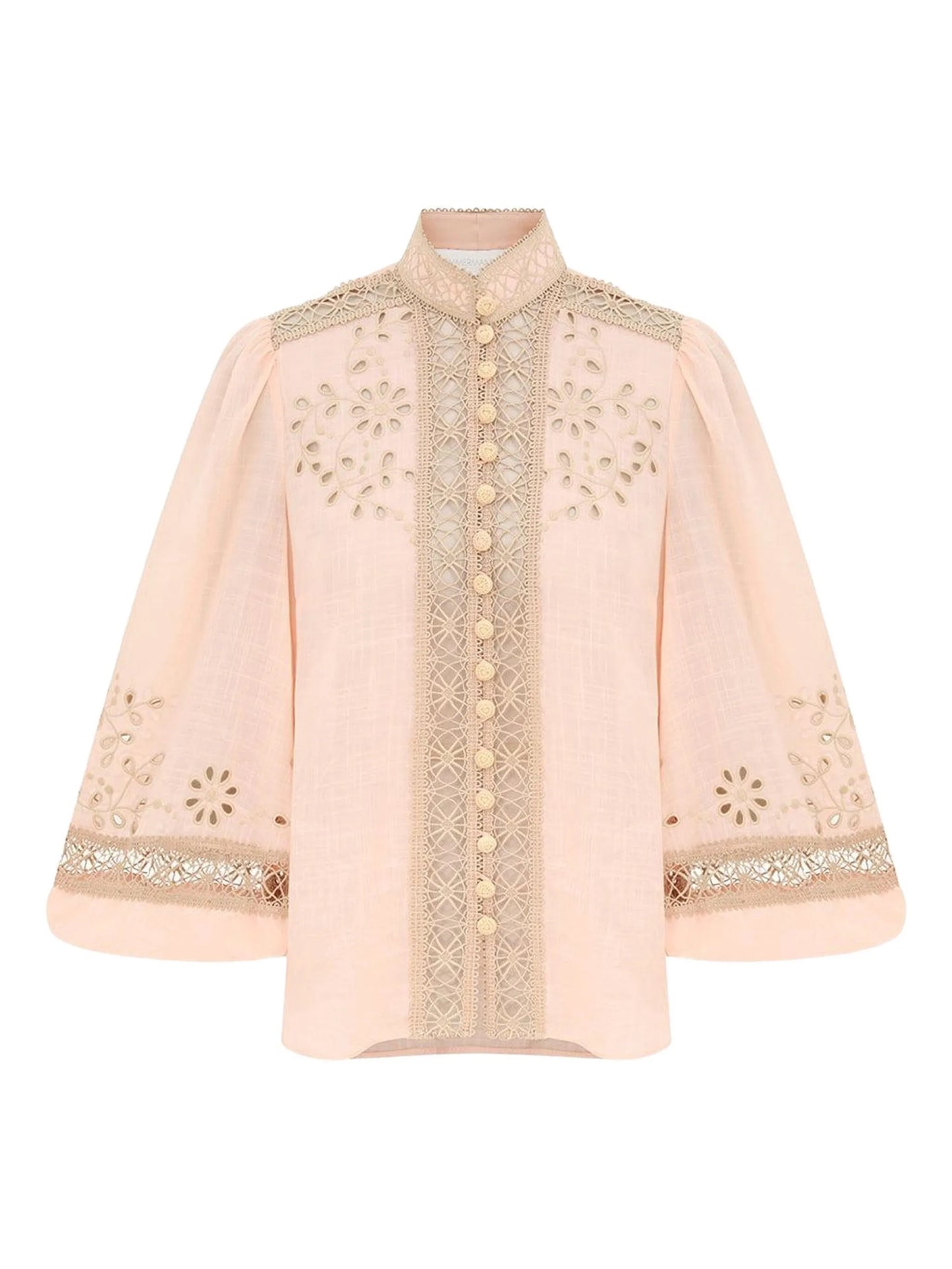 floral-embroidered button shirt