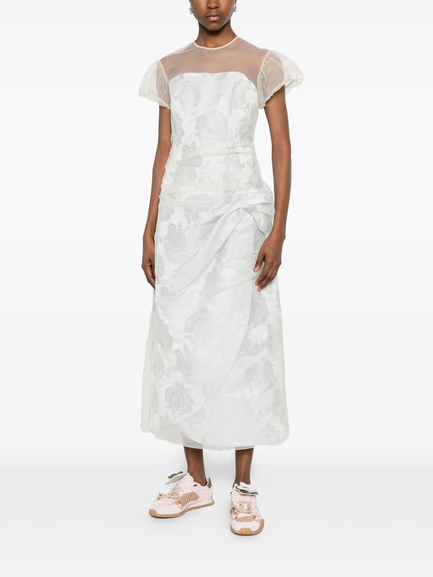 layered gathered midi dress