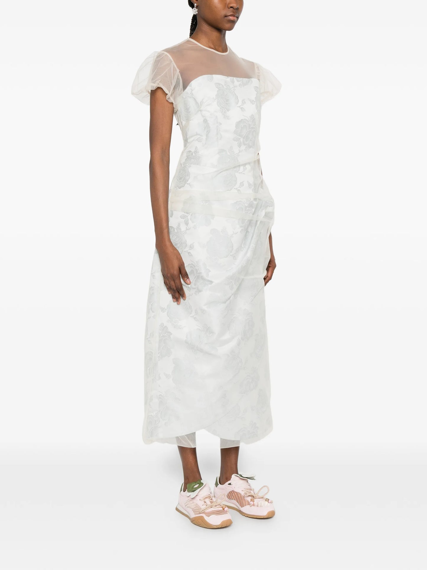 layered gathered midi dress
