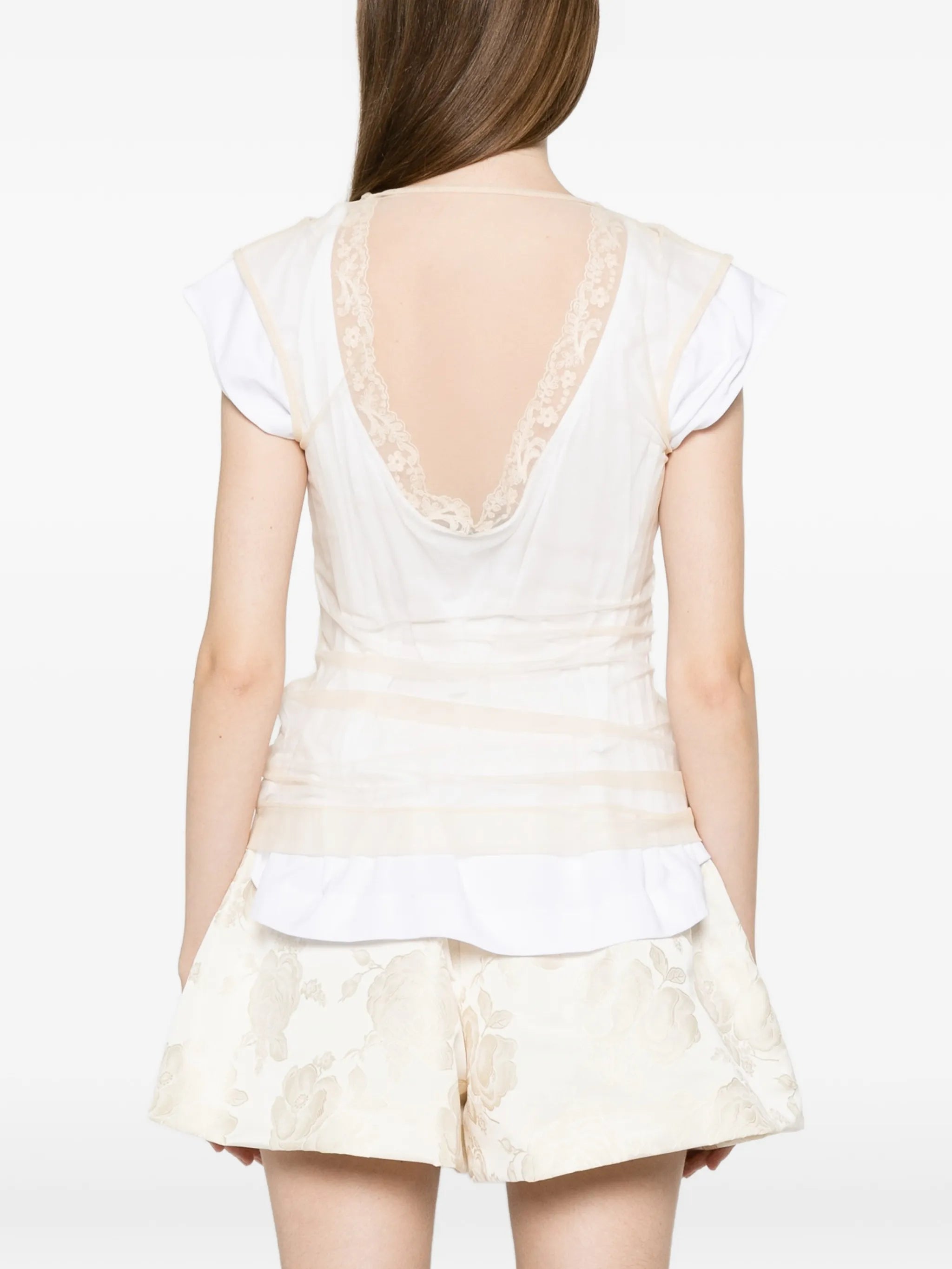 layered lace-trim T-shirt