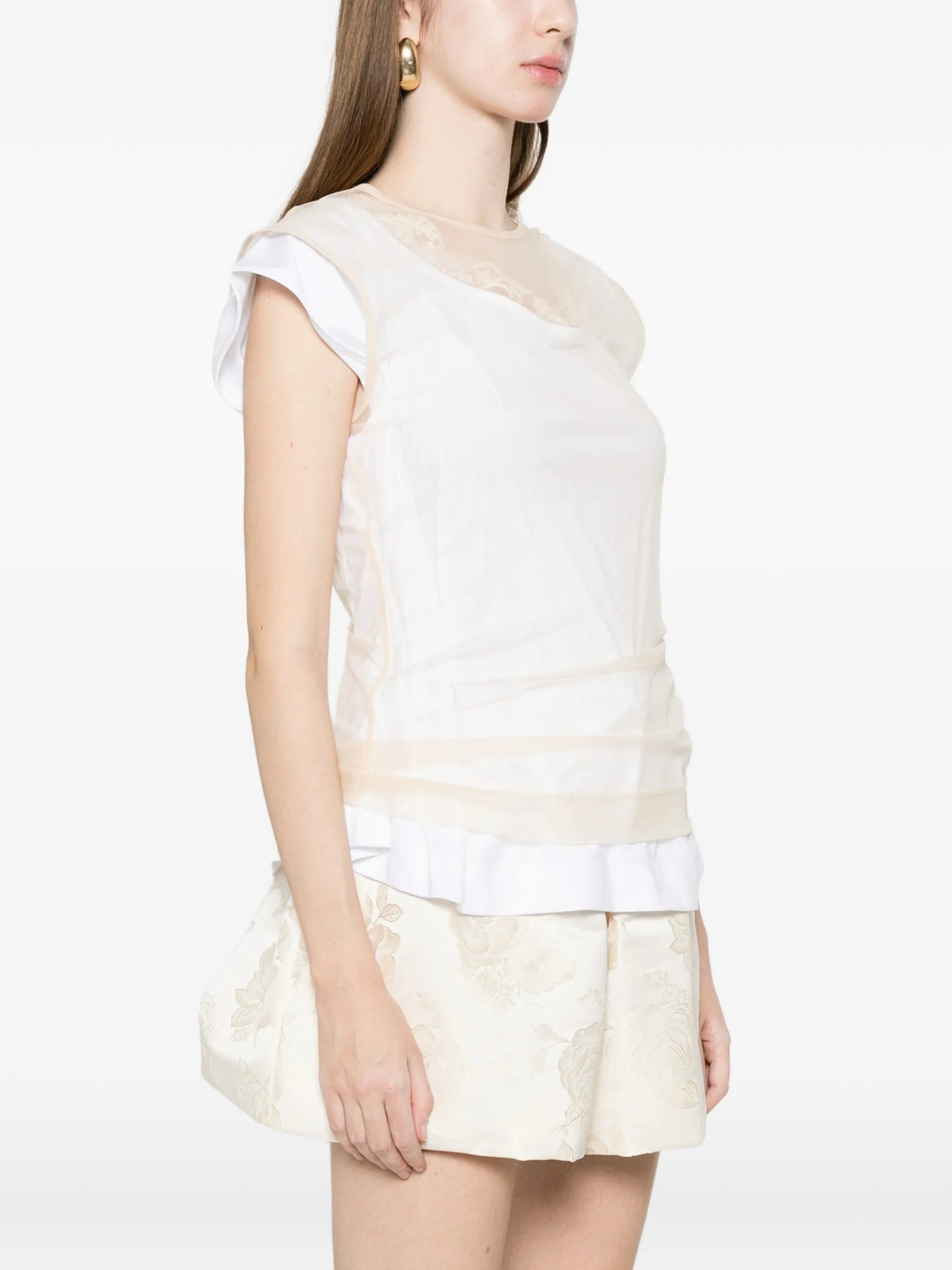 layered lace-trim T-shirt