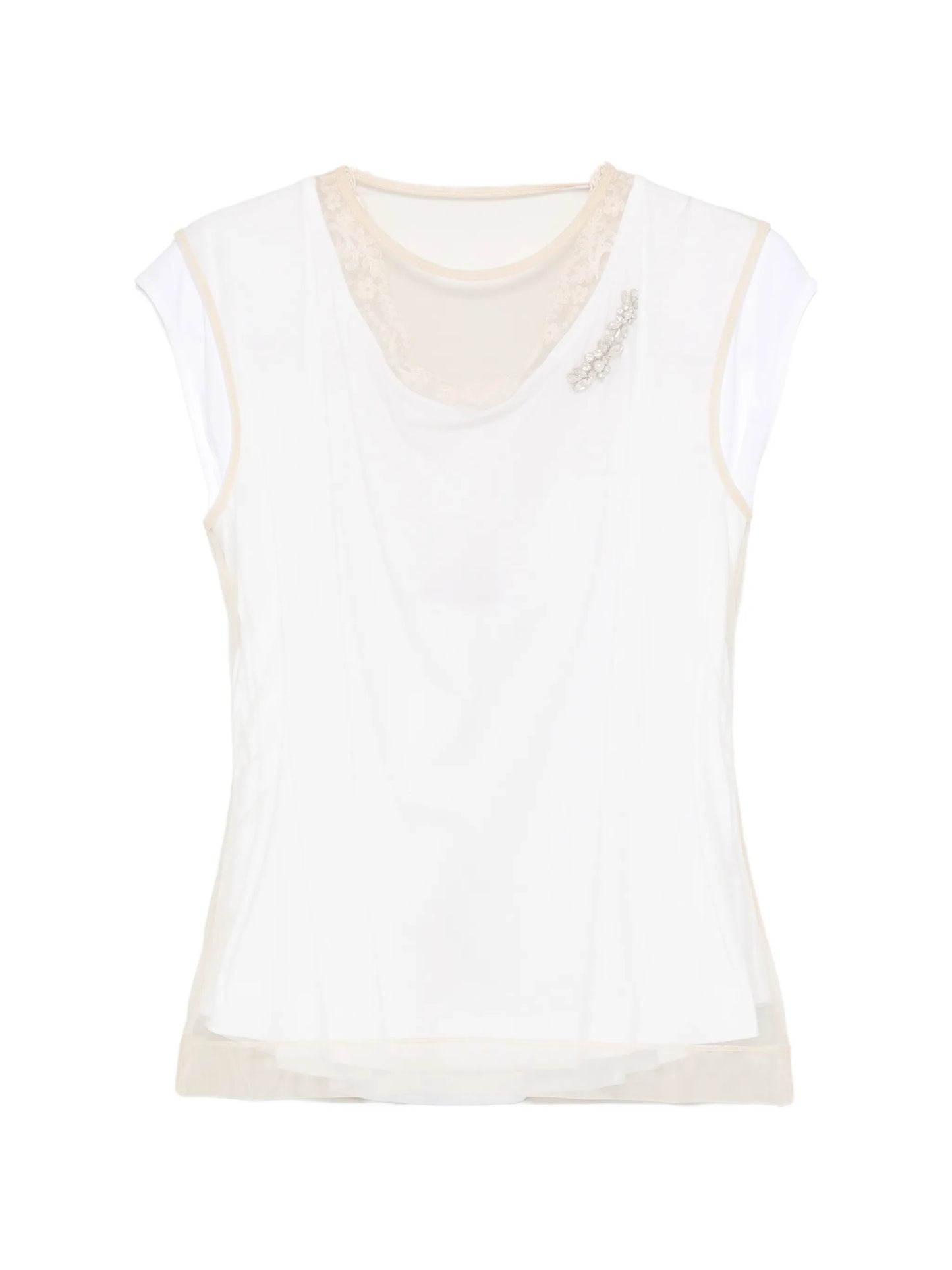 layered lace-trim T-shirt